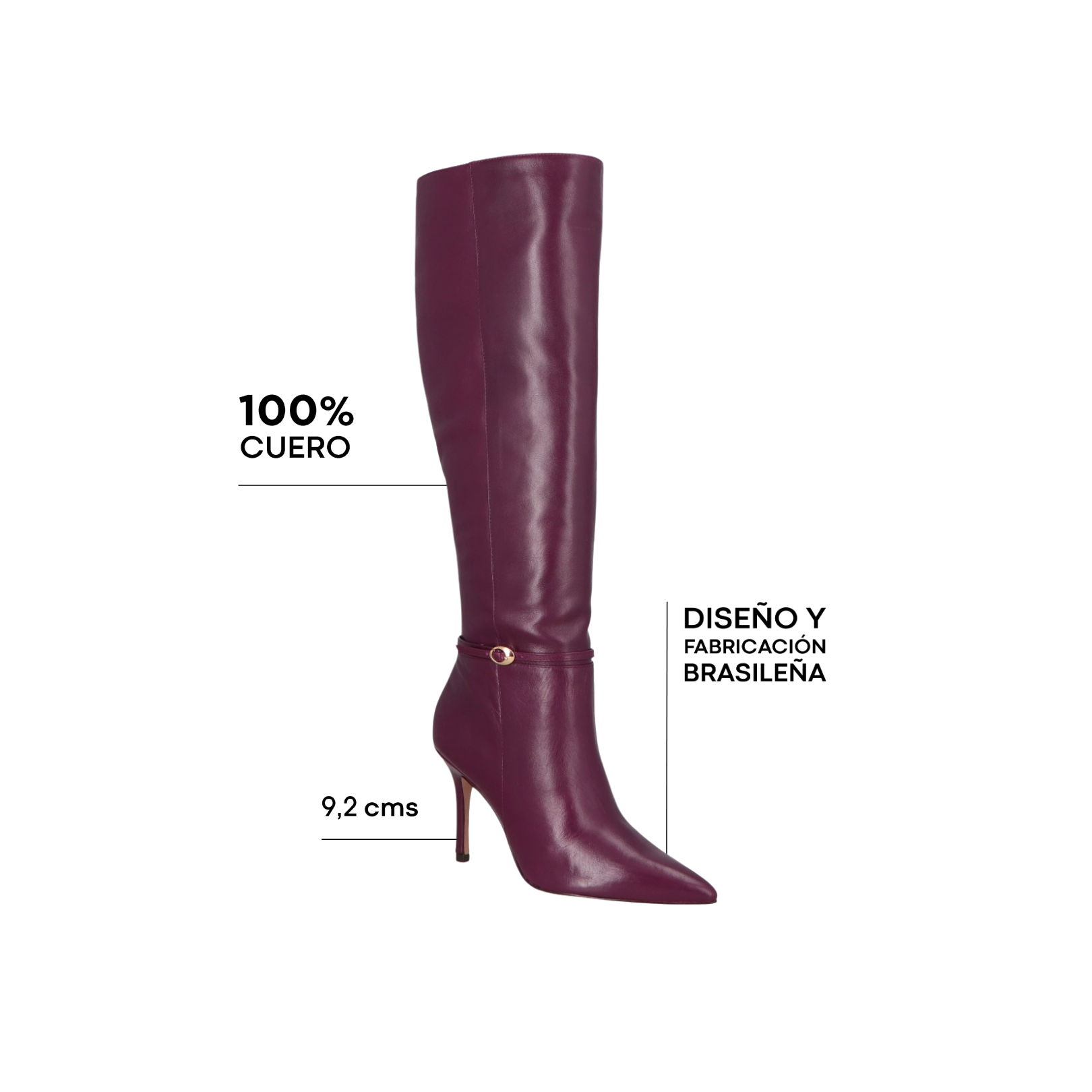 Bota Caña Alta Cuero Vino LB - 201