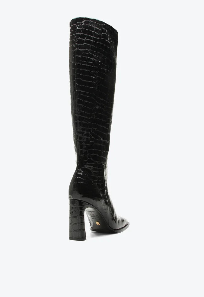 Bota Stella Croco Gloss Negra Vicenza