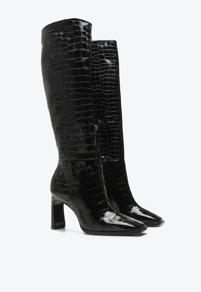 Bota Stella Croco Gloss Negra Vicenza