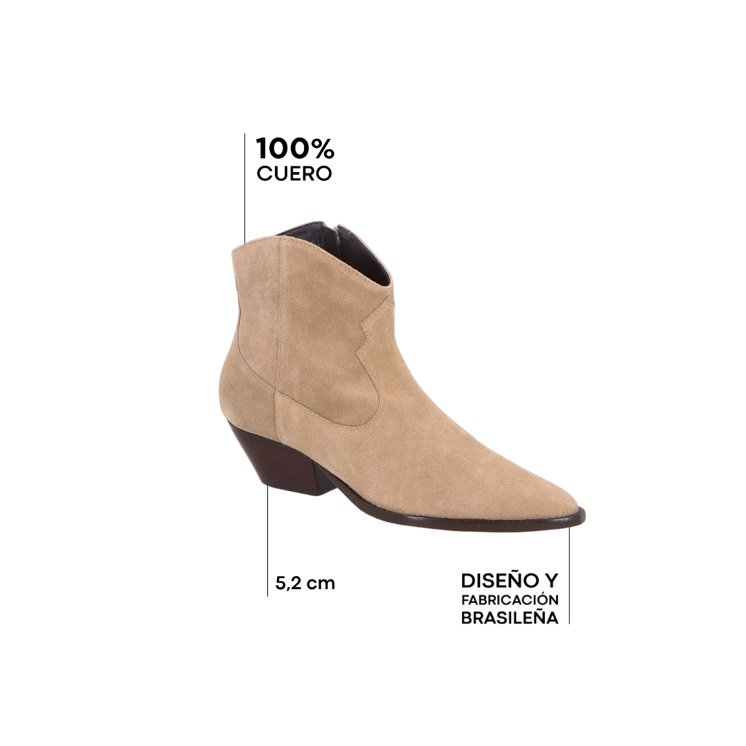 Bota Western Cano Corto Gamuza Fendi LB - 231