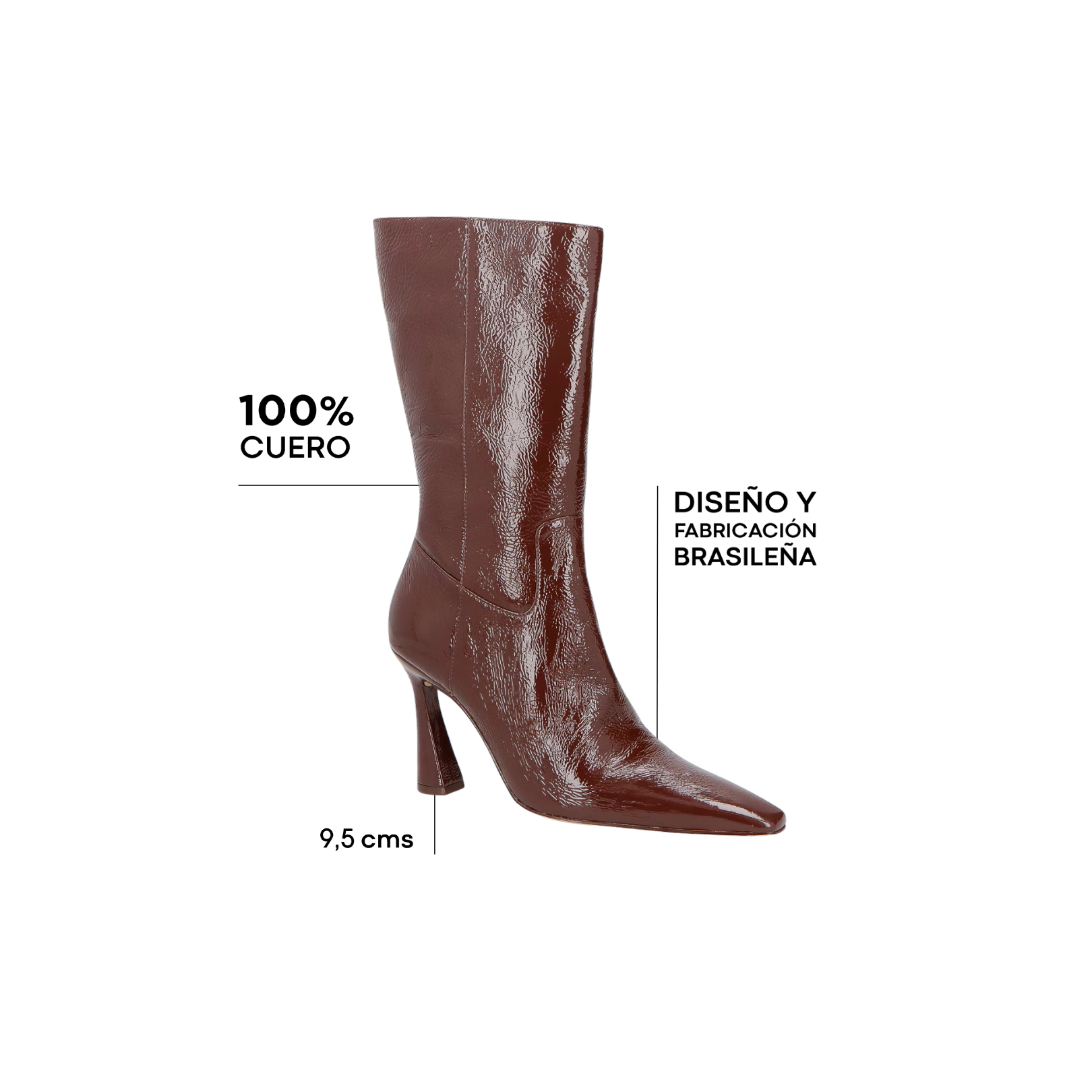 Bota Caña Media Flare Cuero Marron LB - 208