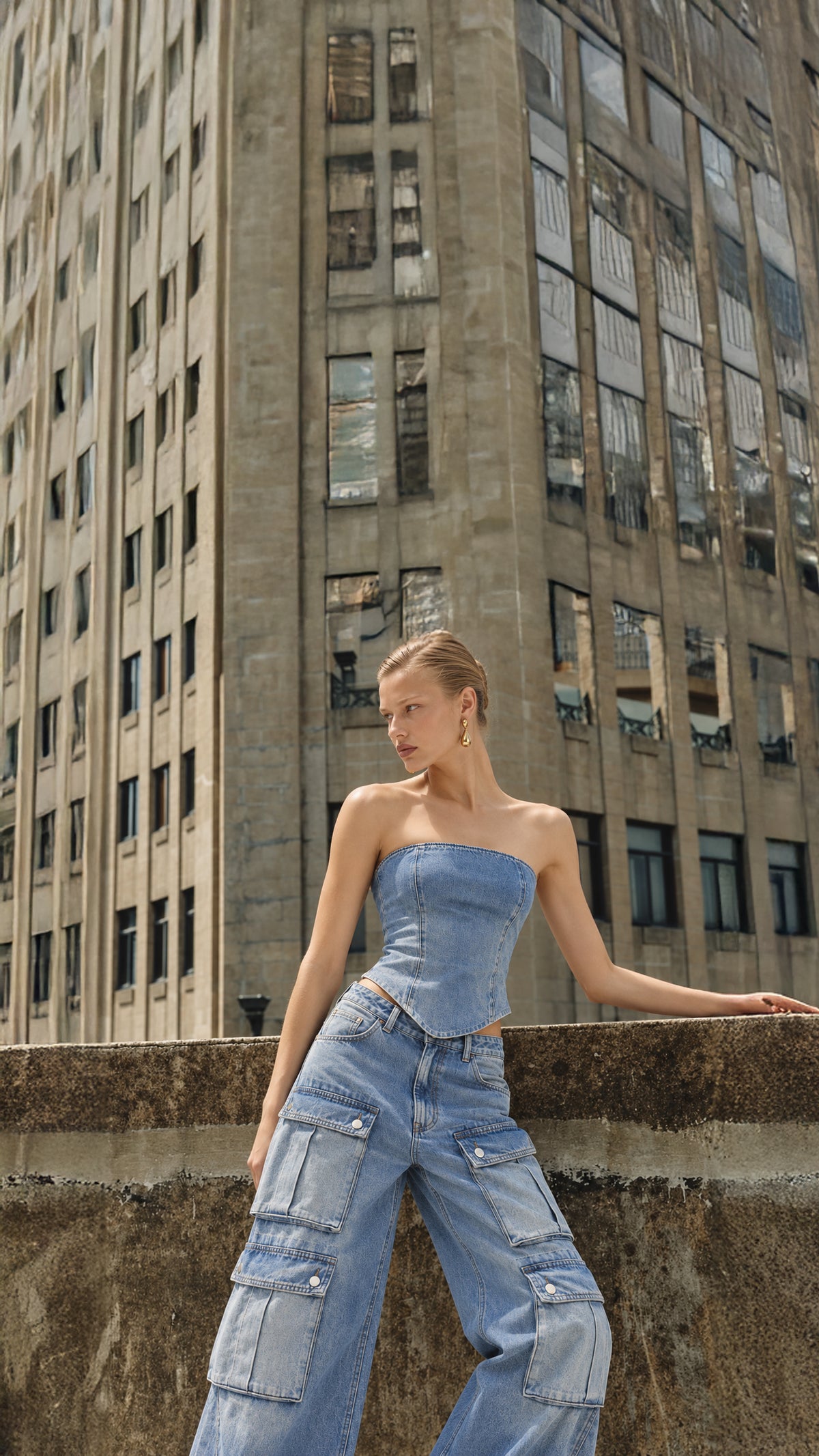 Jeans Cargo Utility Dust Blue