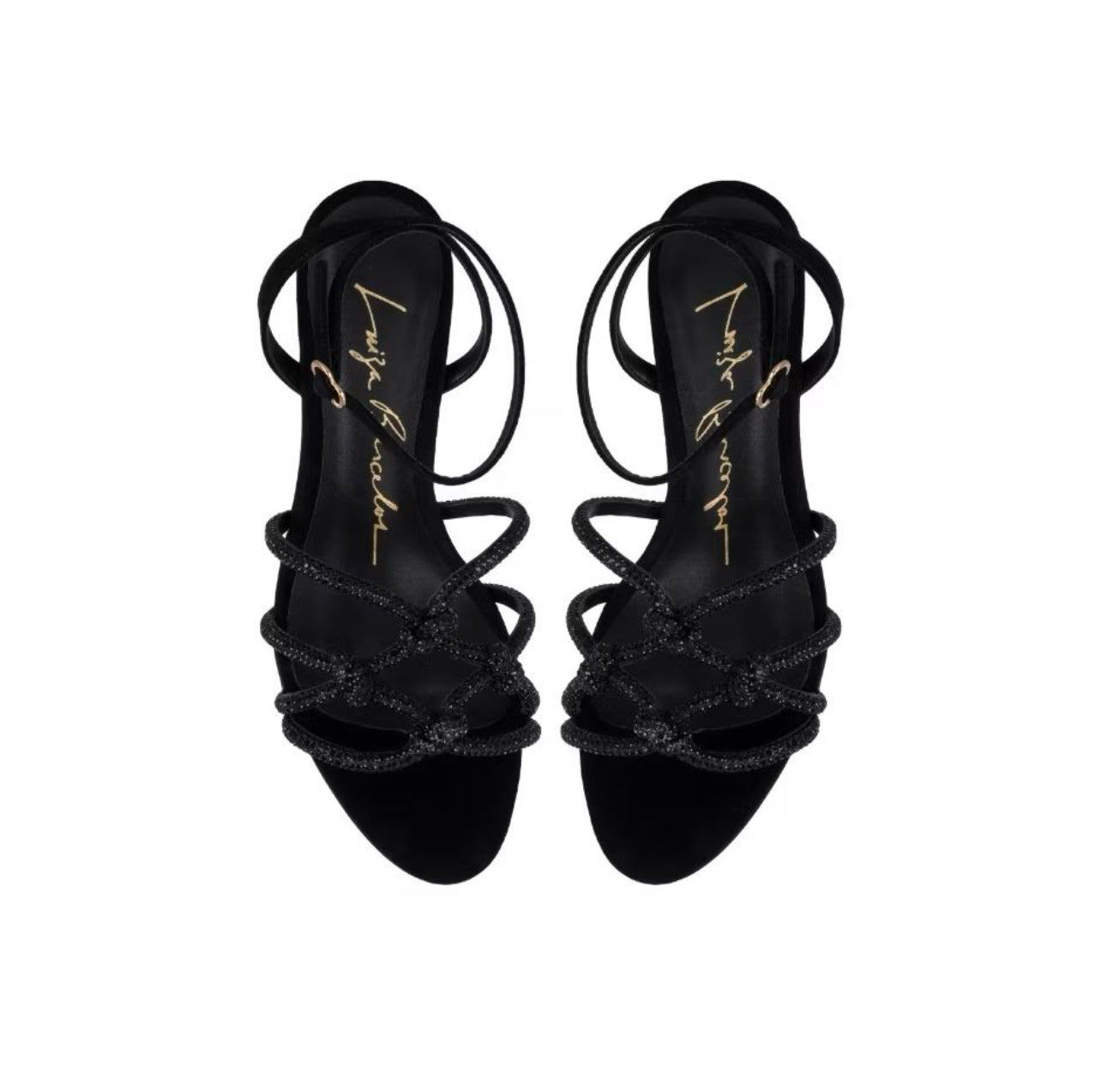 Sandalia Negra Cristales Luiza Barcelos