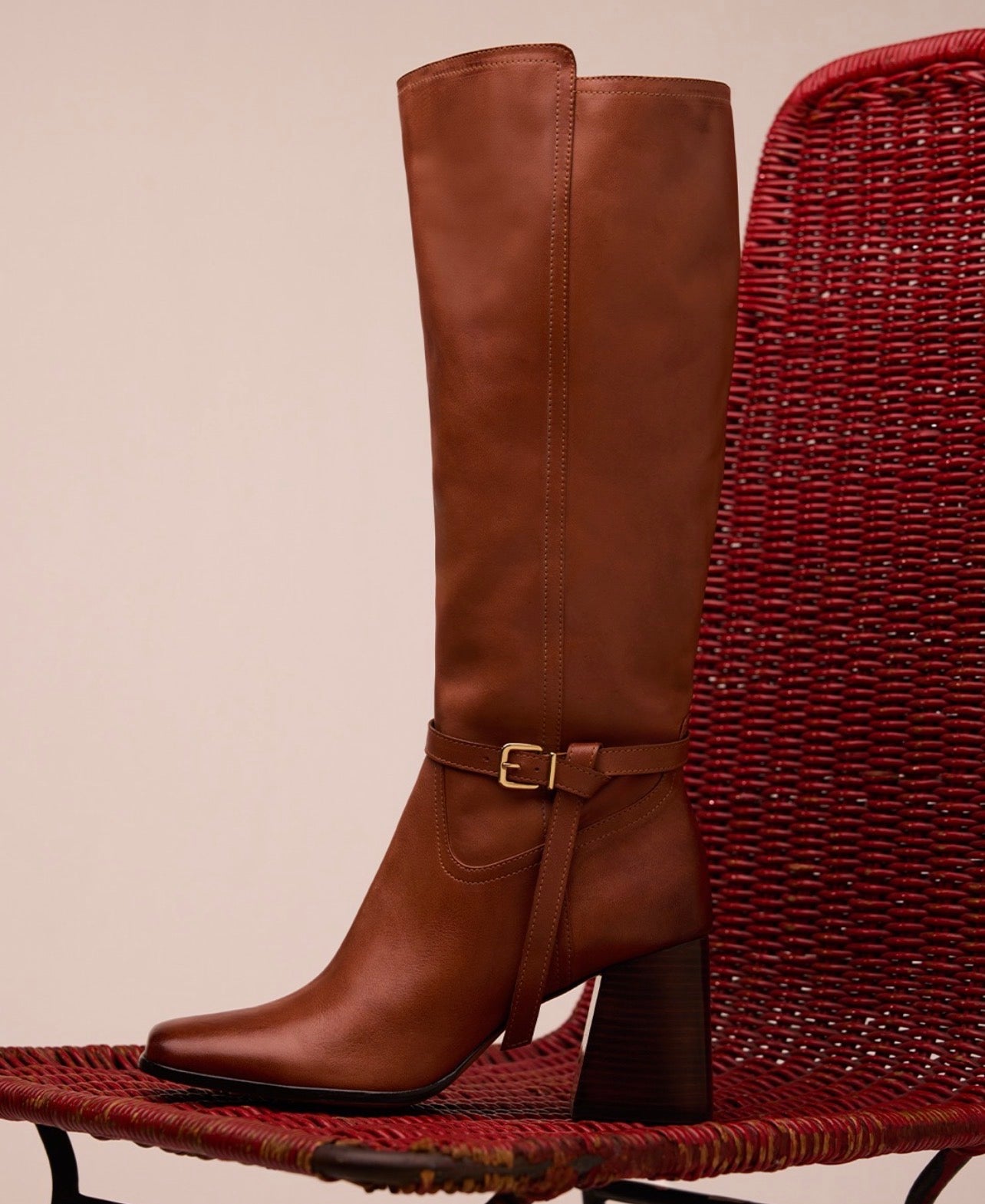 Bota Cana Alta Cuero Caramelo LB - 233