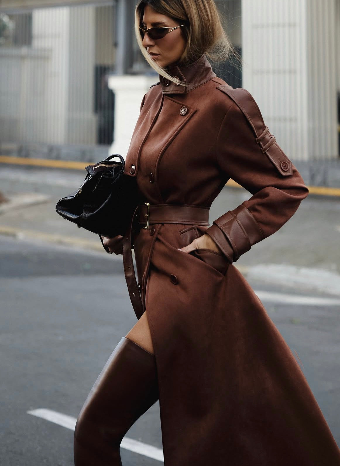 Trench Coat Suede Marron Rock Lola