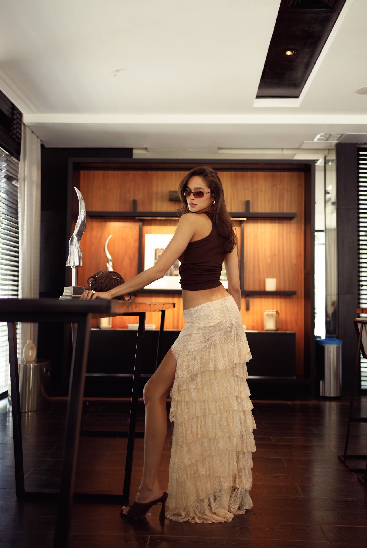 Falda Mullet Encaje Beige TIG
