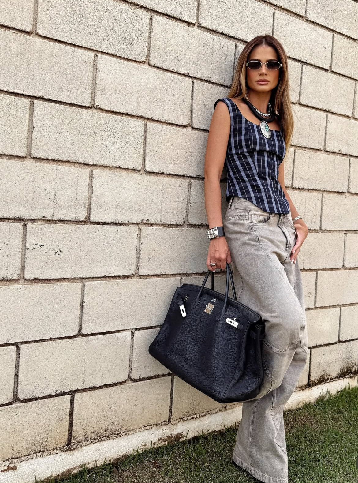 Jeans Gris Recortes TIG