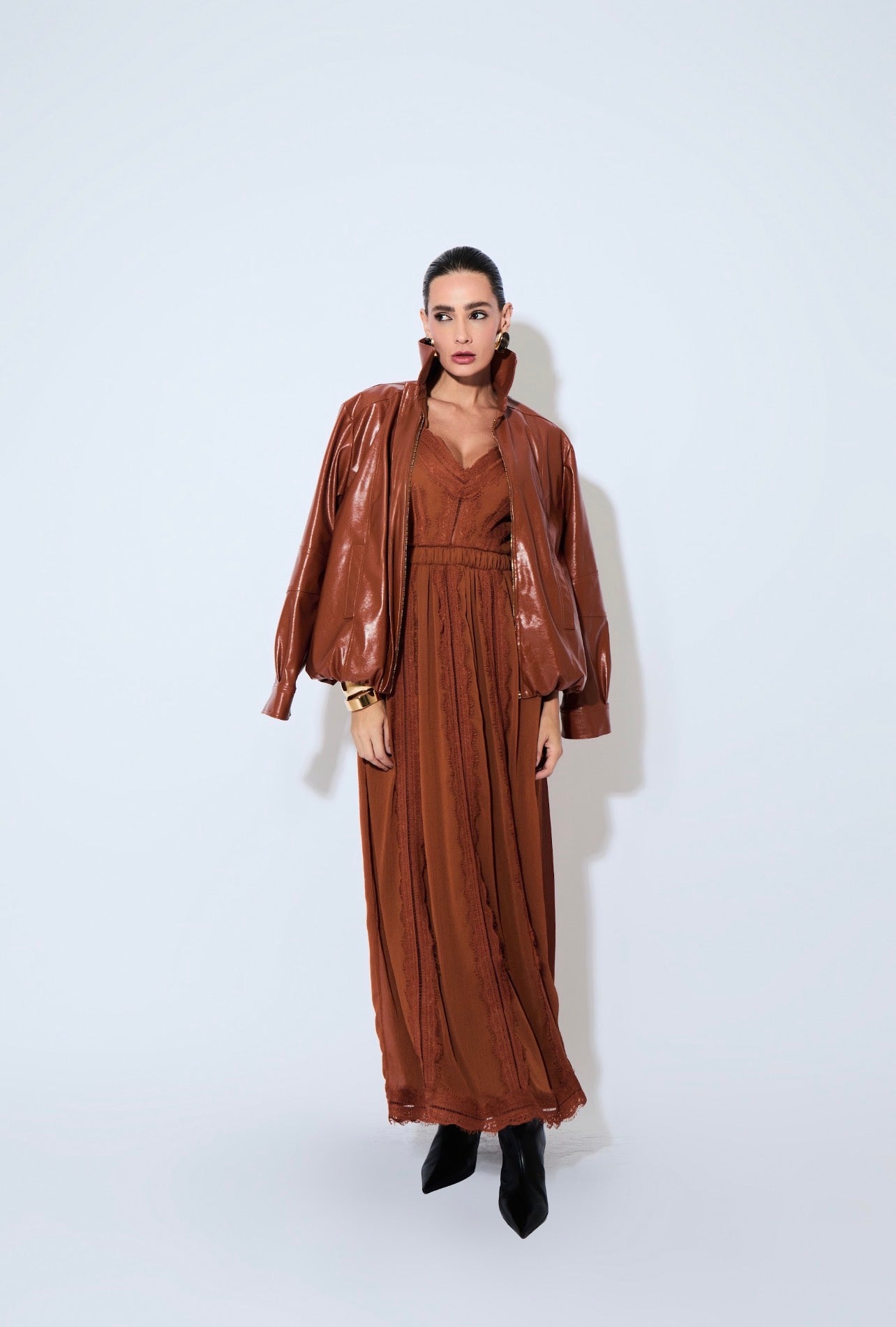 Chaqueta Agnes Cuero Pu Caramelo Rock Lola