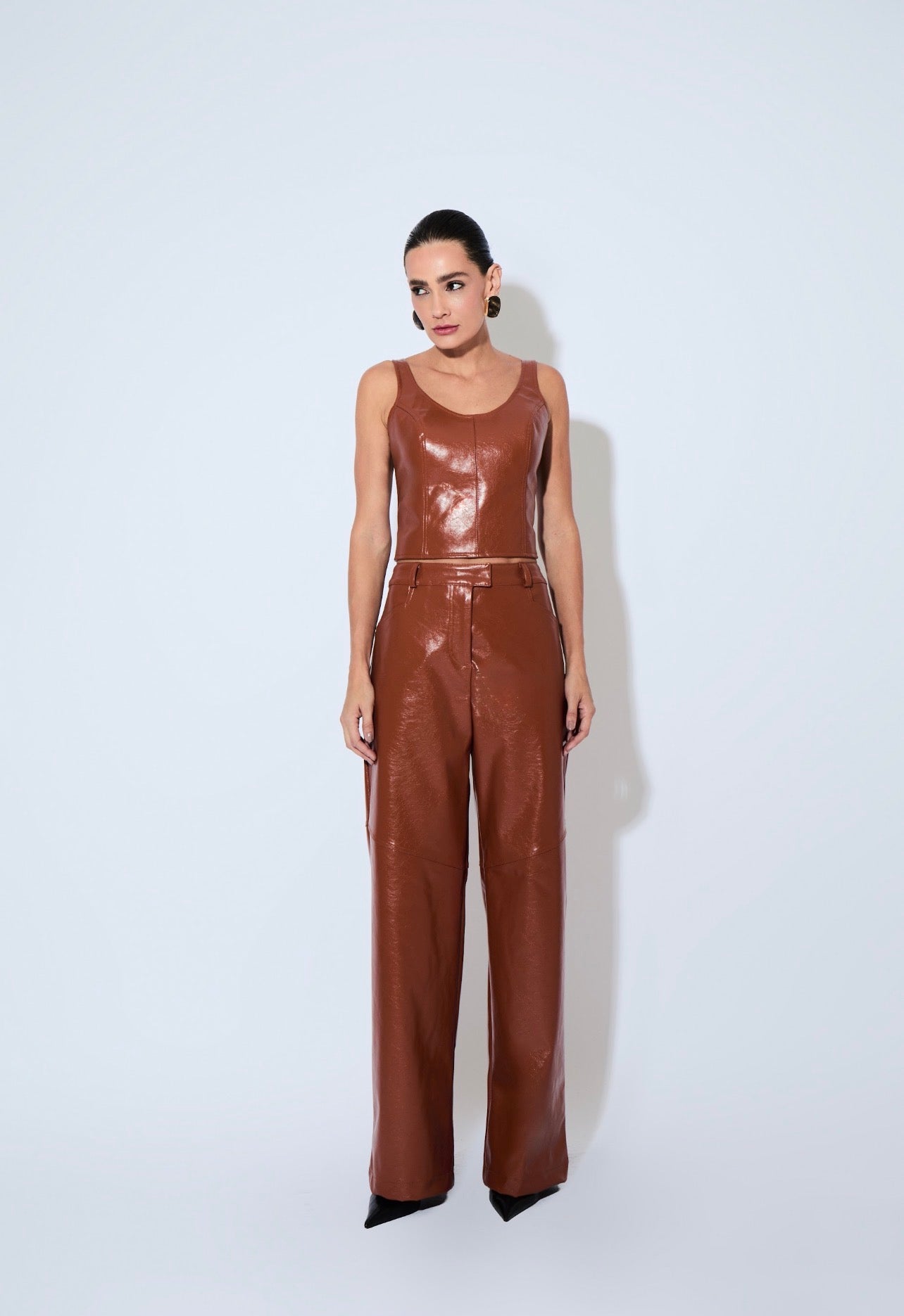 Blusa Agnes Cuero Pu Caramelo Rock Lola