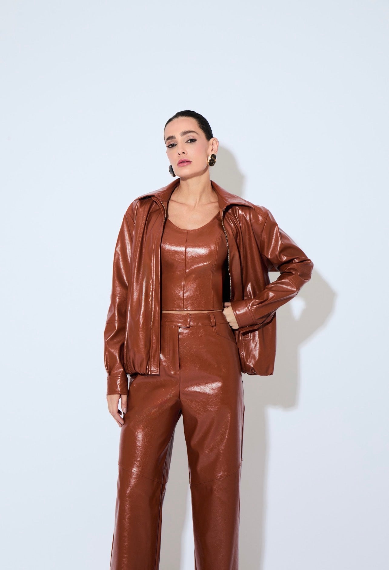 Pantalon Agnes Cuero Pu Caramelo Rock Lola
