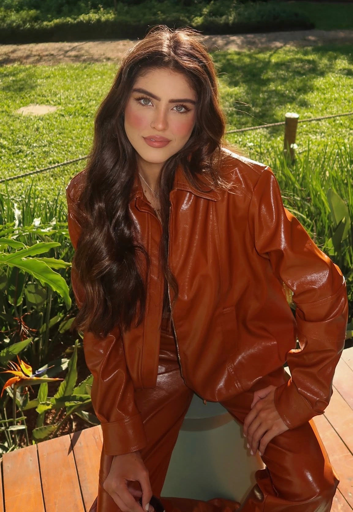 Chaqueta Agnes Cuero Pu Caramelo Rock Lola