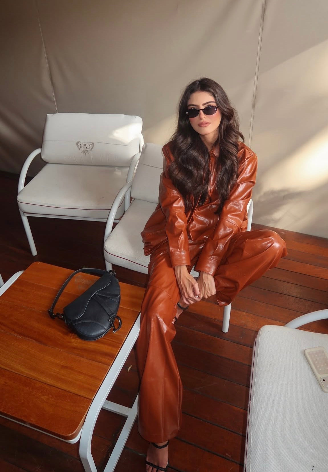 Chaqueta Agnes Cuero Pu Caramelo Rock Lola