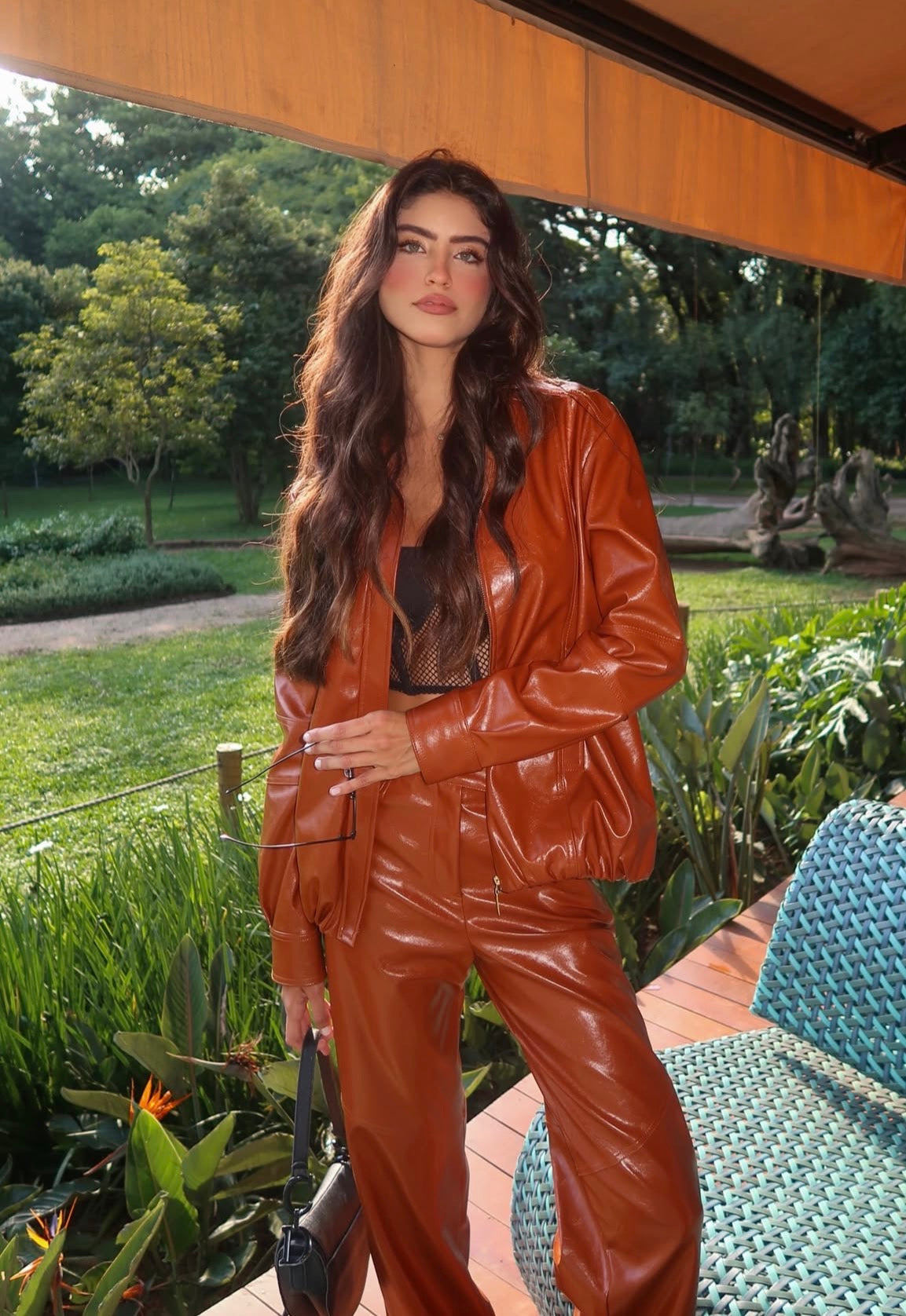 Chaqueta Agnes Cuero Pu Caramelo Rock Lola