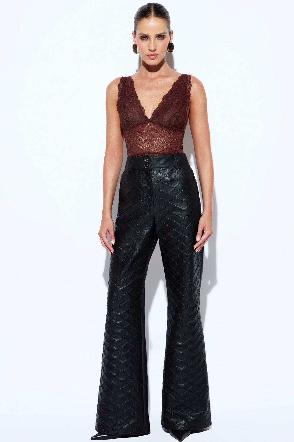 Blusa Clover Encaje Marron Rock Lola