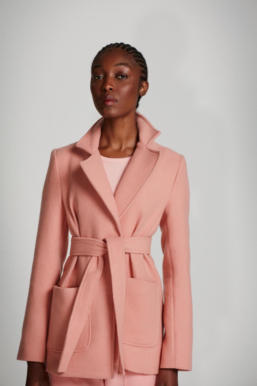 Abrigo de Lana Rosado HoodMood