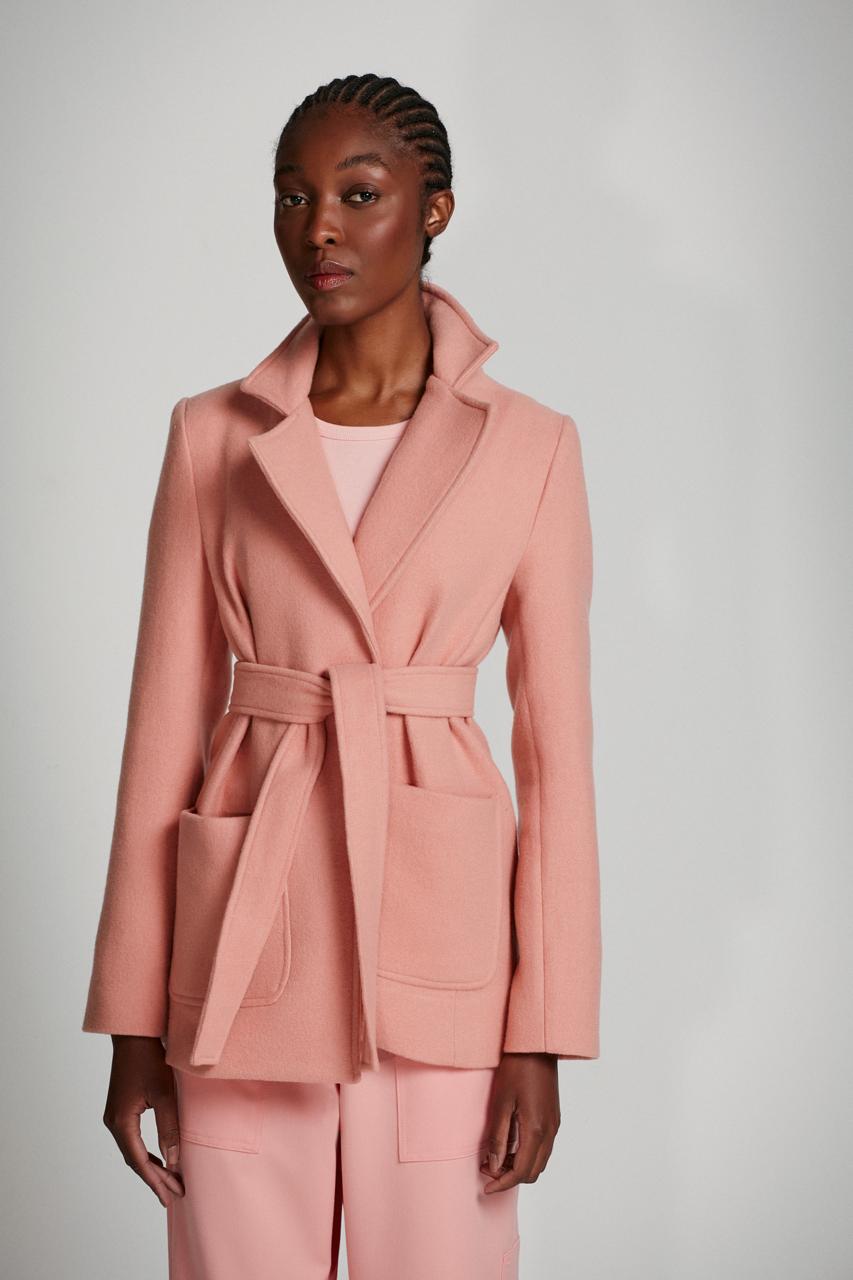 Abrigo de Lana Rosado HoodMood