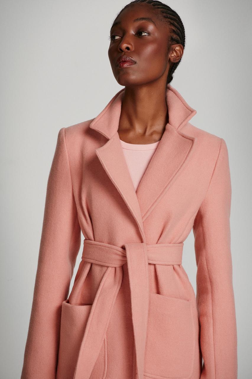 Abrigo de Lana Rosado HoodMood