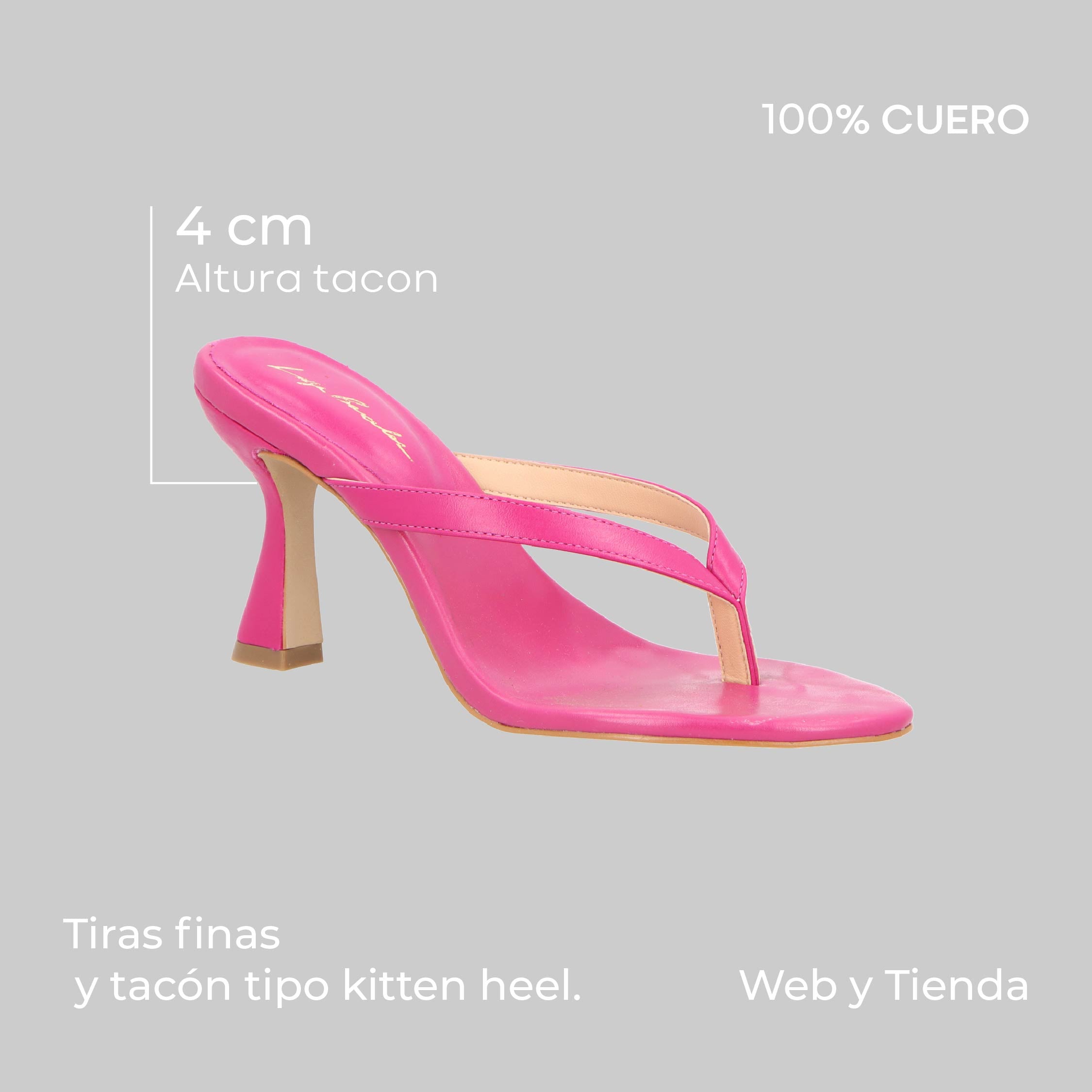 Sandalia Cuero Dedo Alta Rosa Magenta Luiza Barcelos - 107