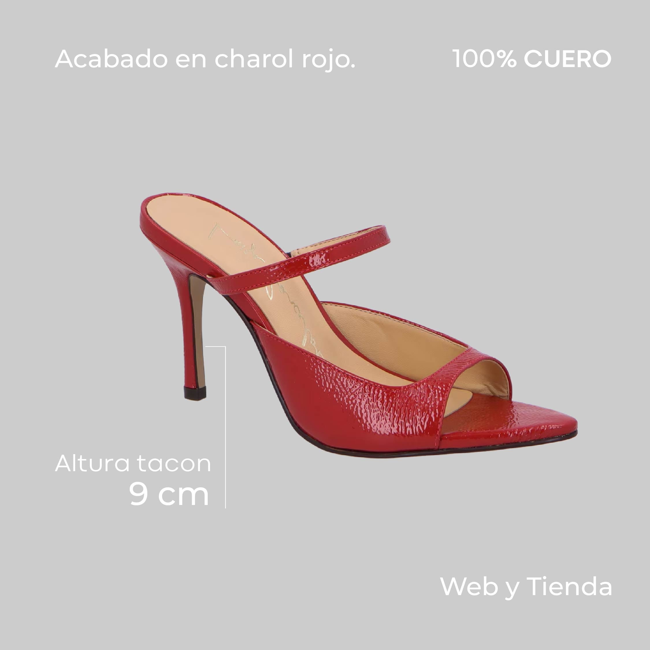 Mule Cuero Verniz Roja Luiza Barcelos - 136