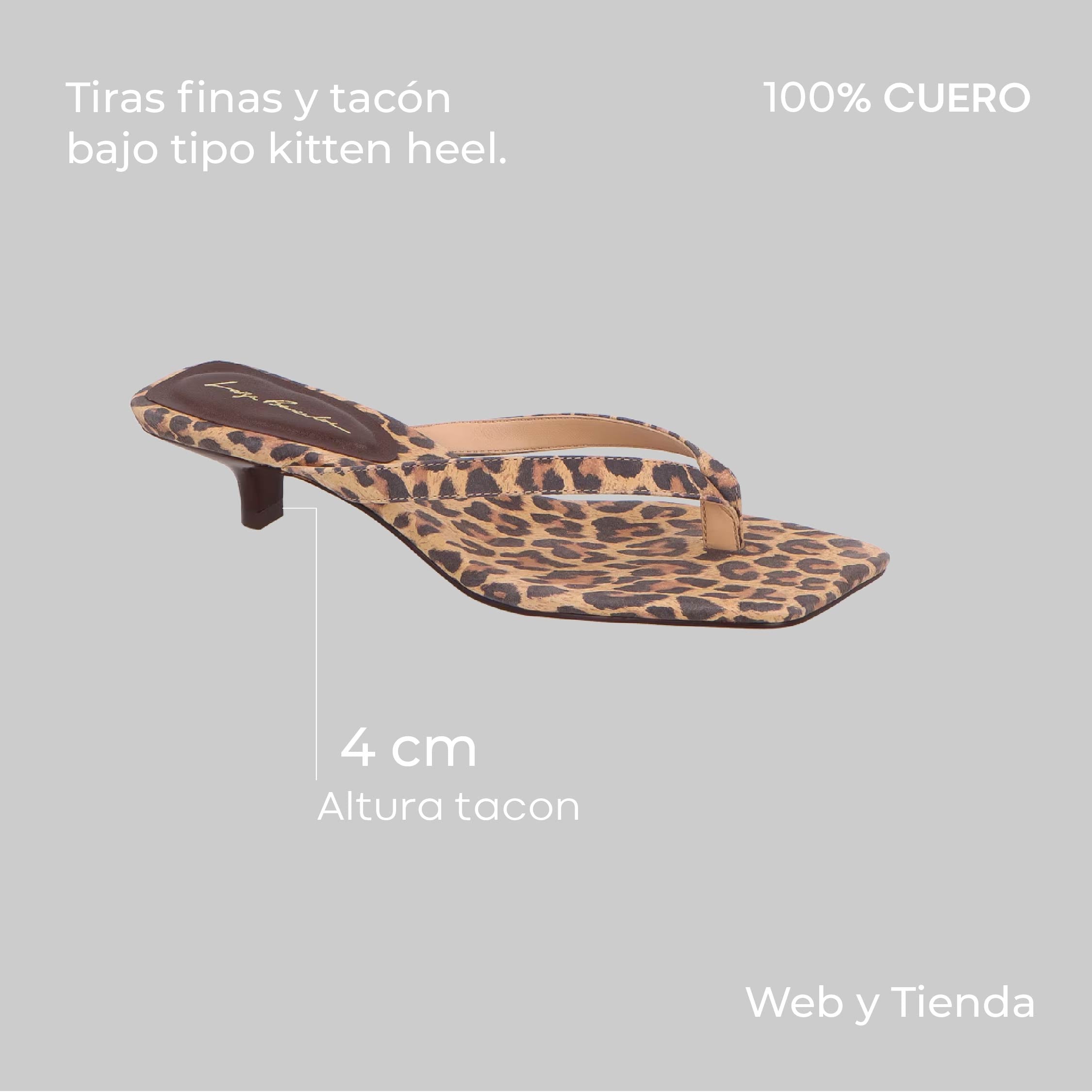 Sandalia Cuero Dedo Baja Animal Print Luiza Barcelos - 132