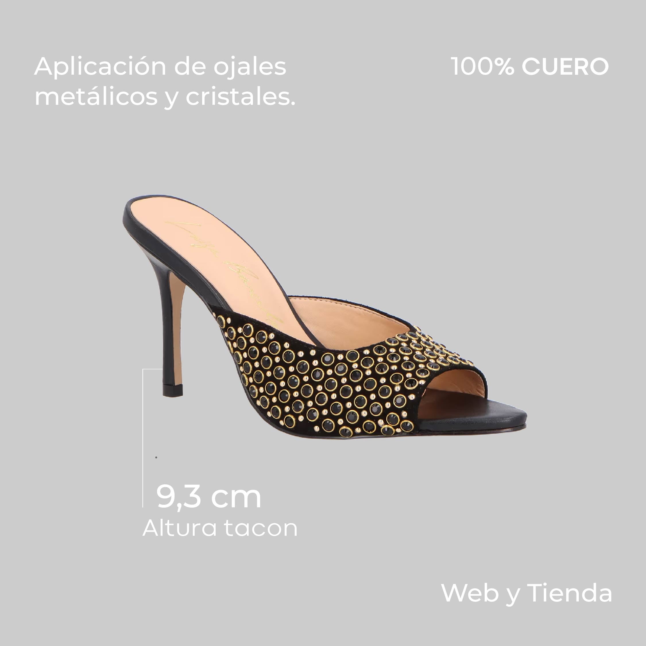 Mule Abierto Bordado Negro Luiza Barcelos - 142