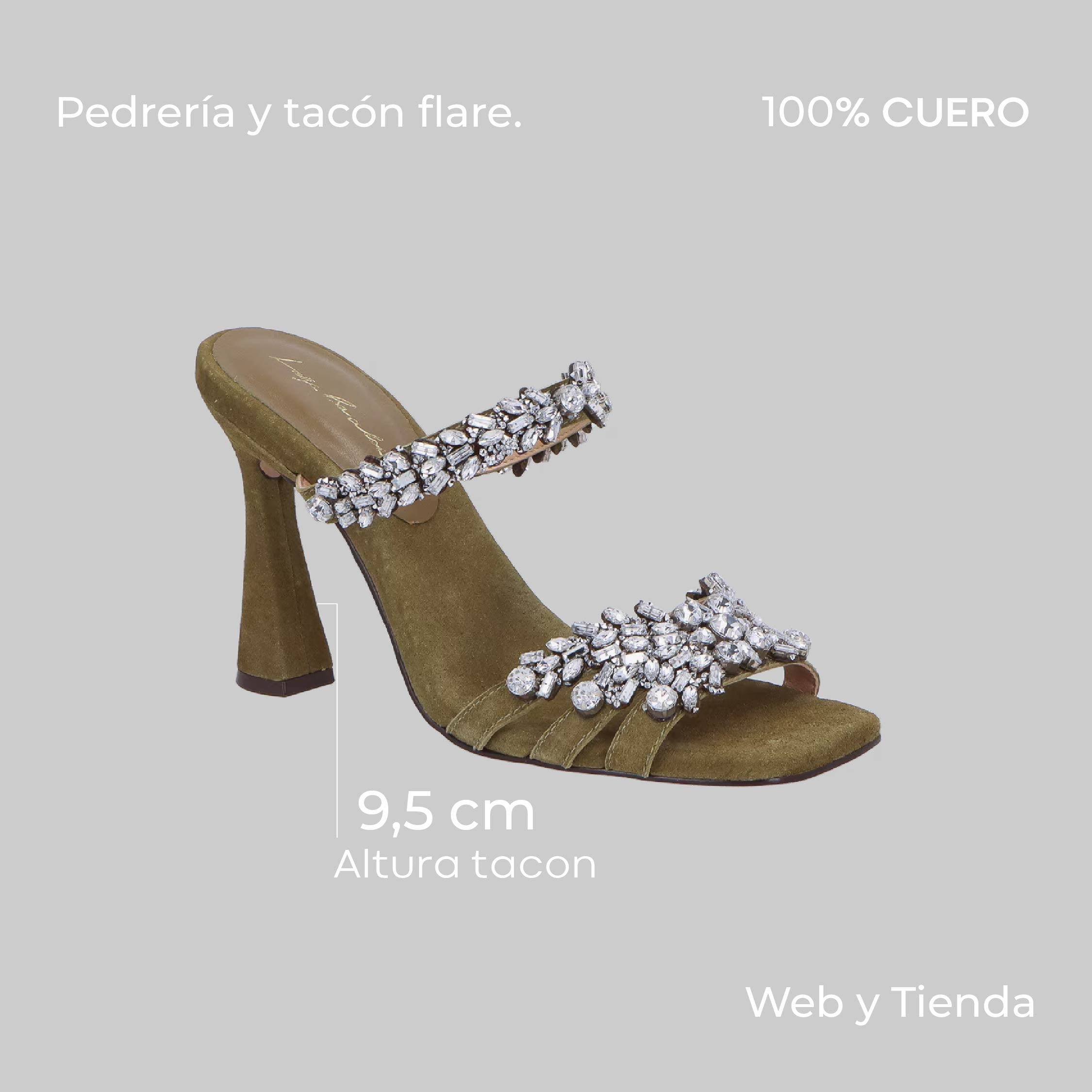 Sandalia Brillo Camuza Verde Luiza Barcelos - 122