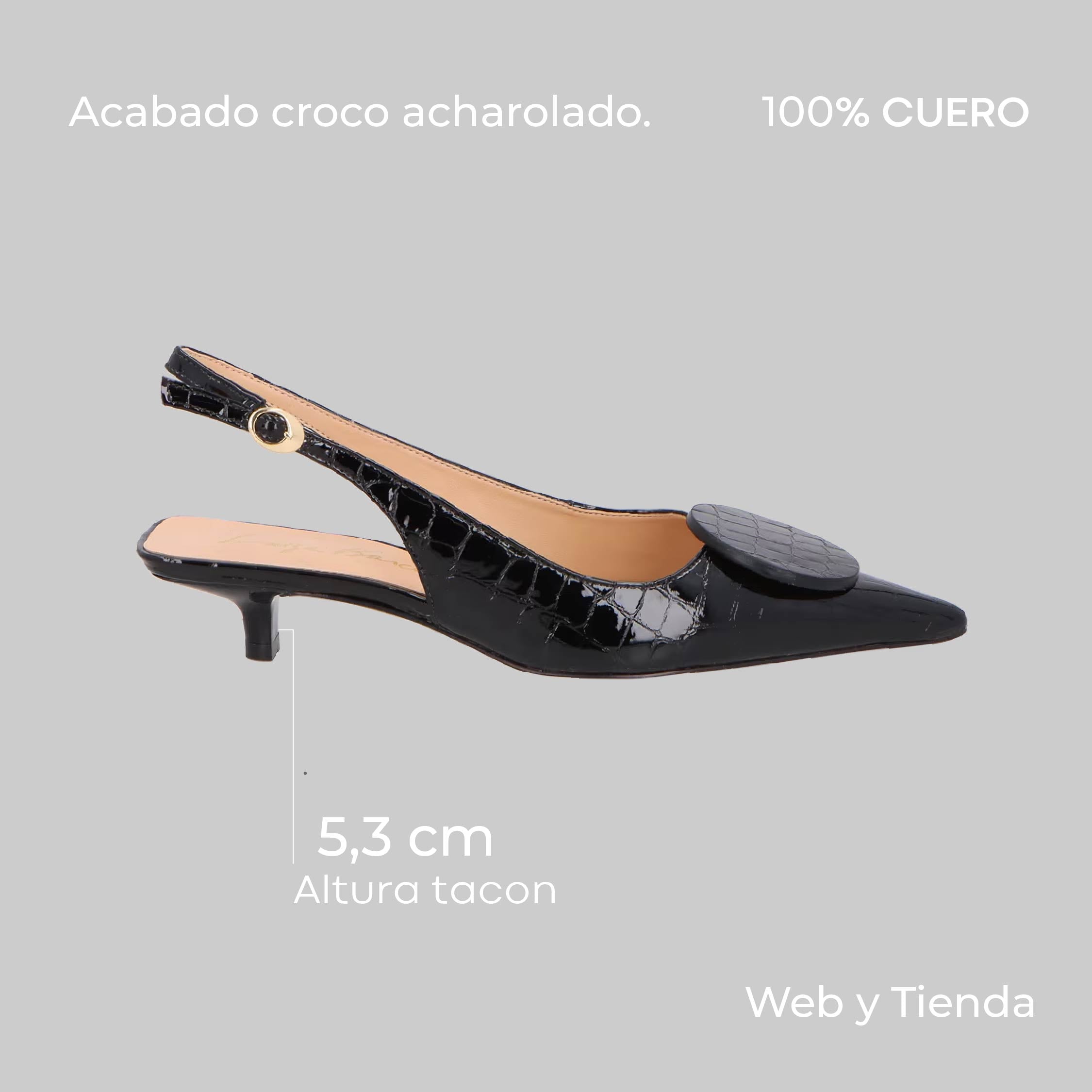Scarpin Bajo Croco Negro Luiza Barcelos - 145