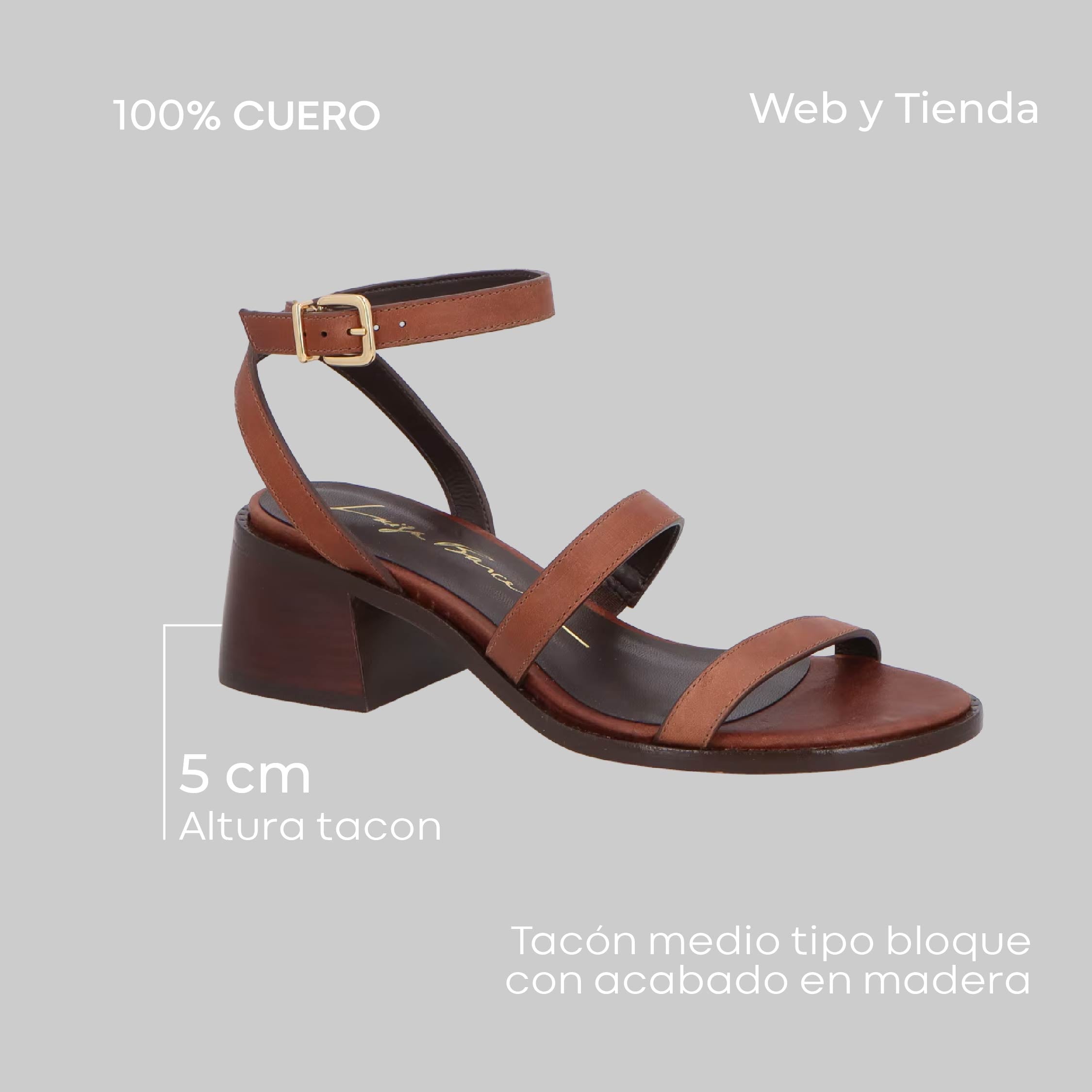 Sandalia Cuero Bloco Medio Cafe Luiza Barcelos - 109