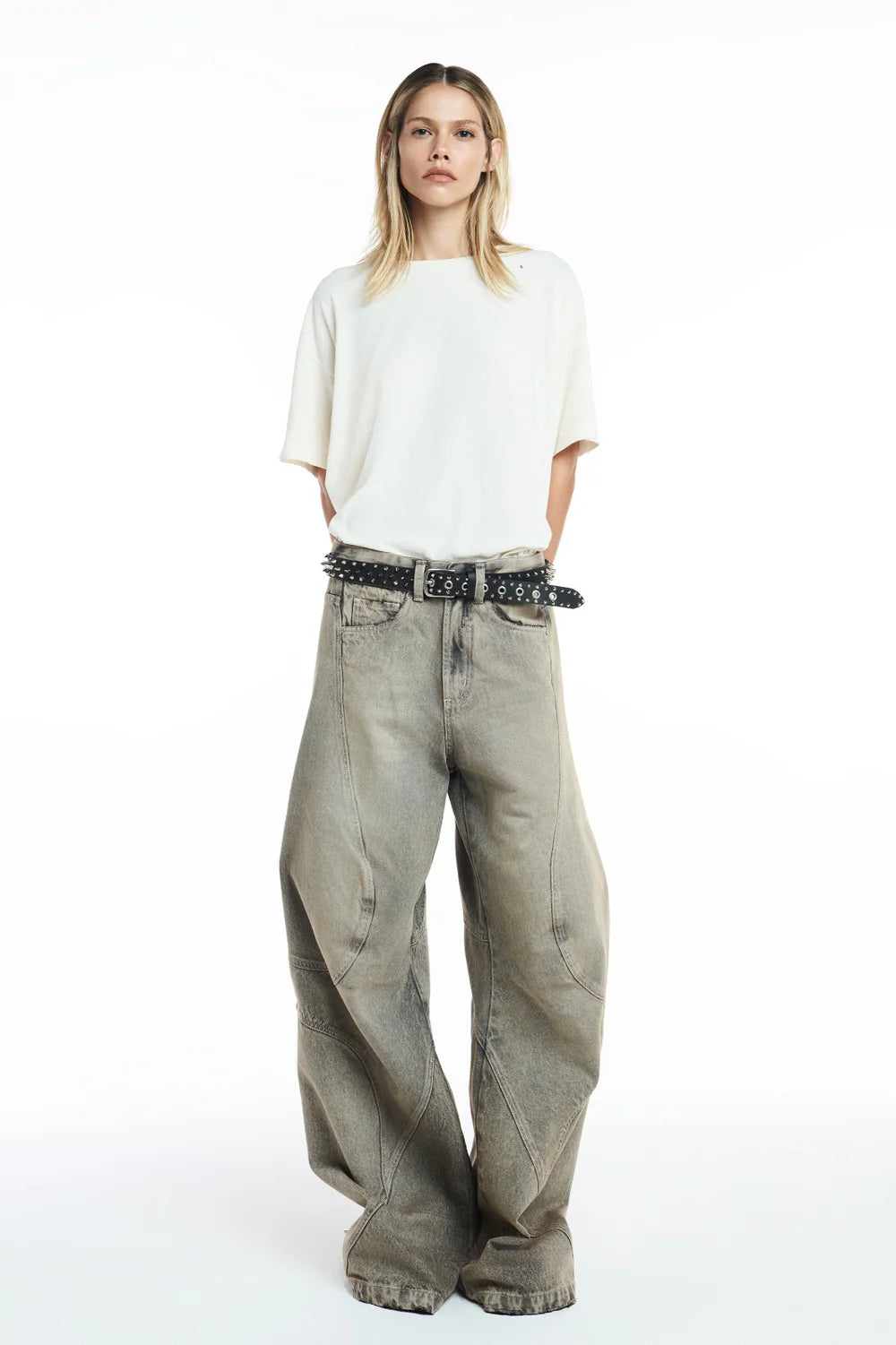 Jeans Gris Recortes TIG