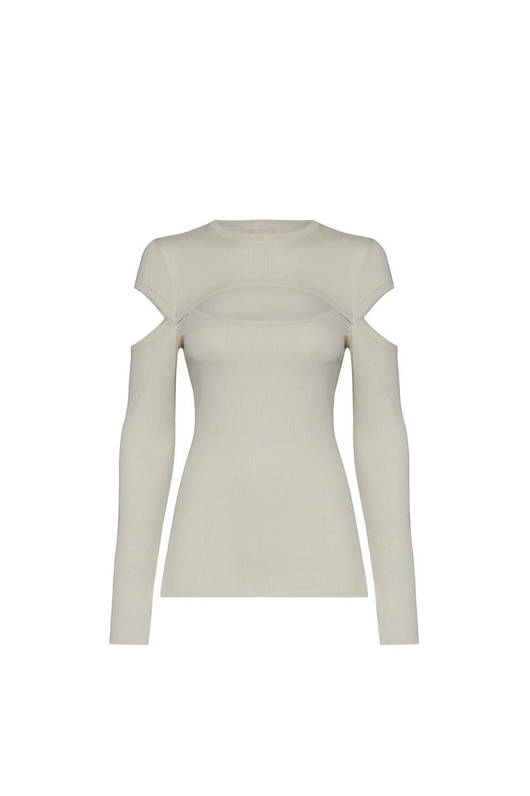 Polera Recortes Busto Beige TIG