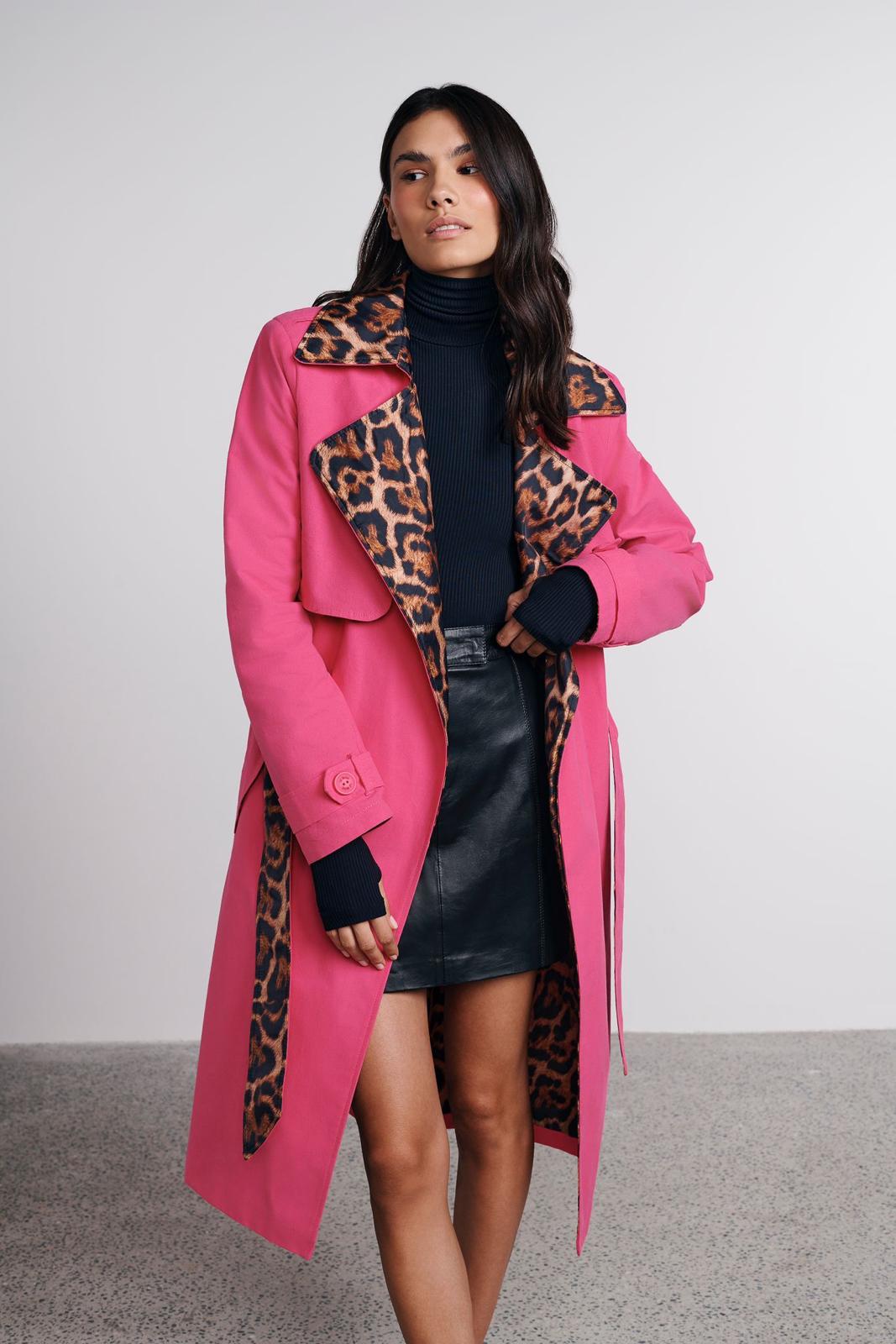 Trench Valentina Reversible Fucsia Print Leblog