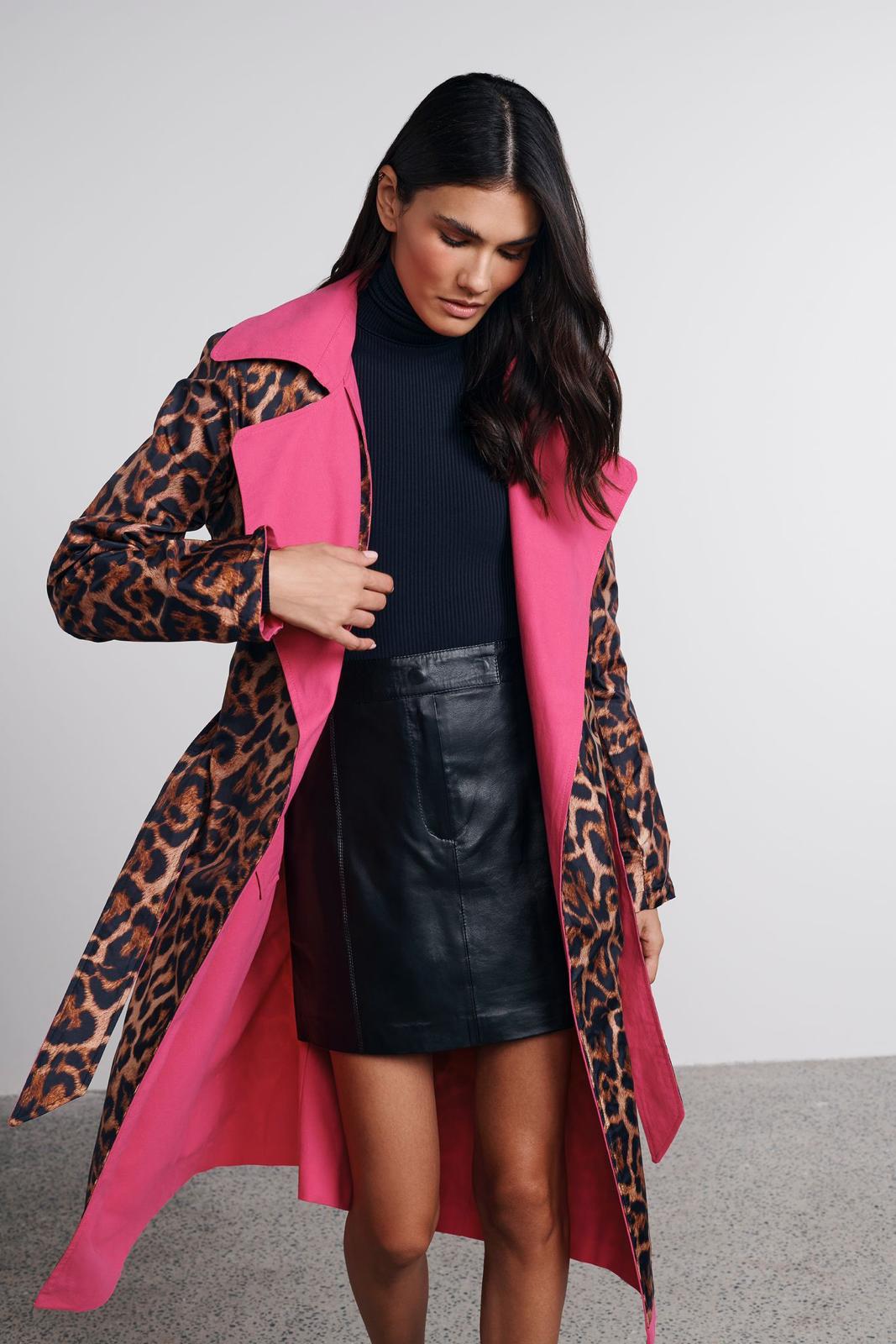 Trench Valentina Reversible Fucsia Print Leblog
