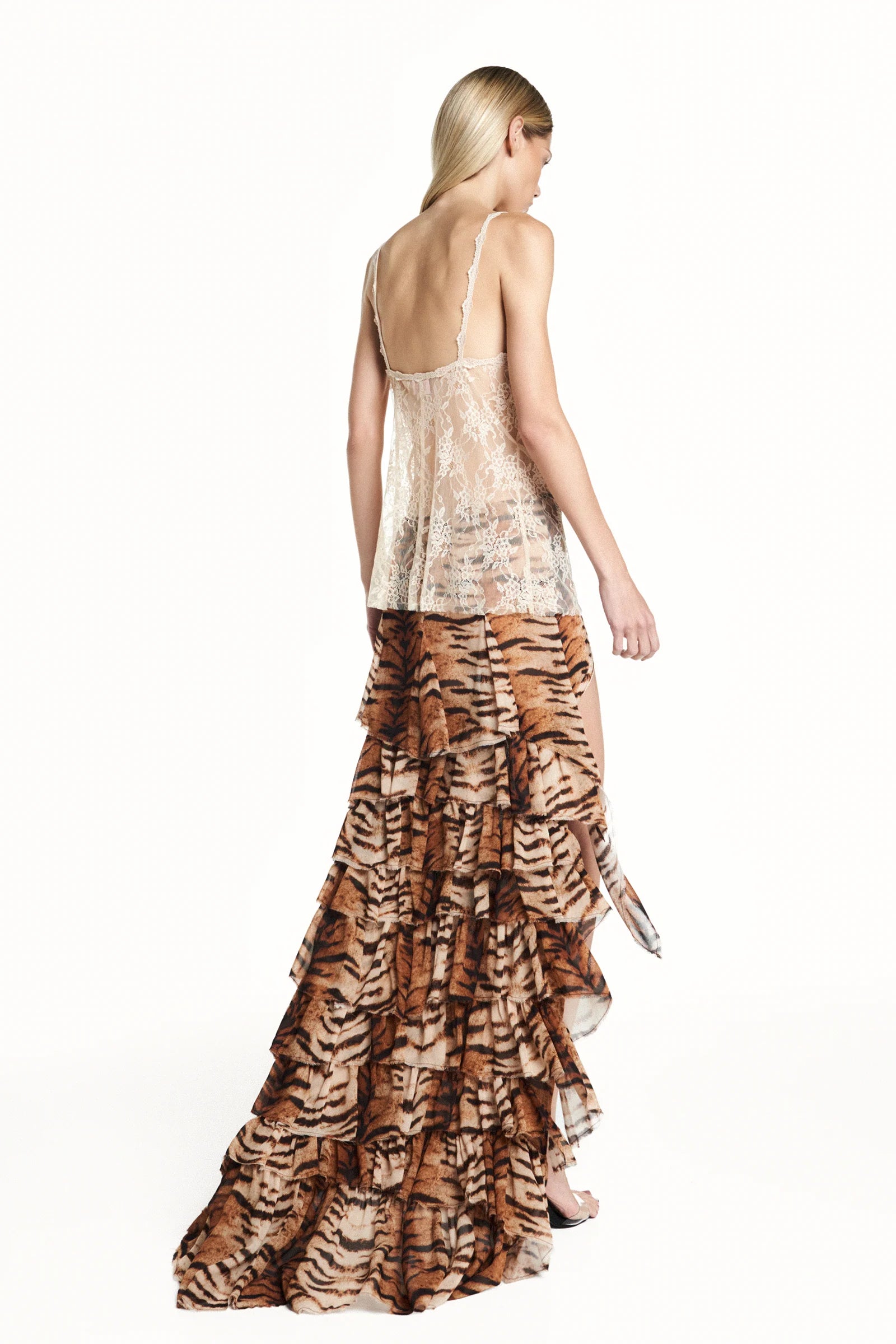 Blusa Sin Mangas Encaje Beige TIG