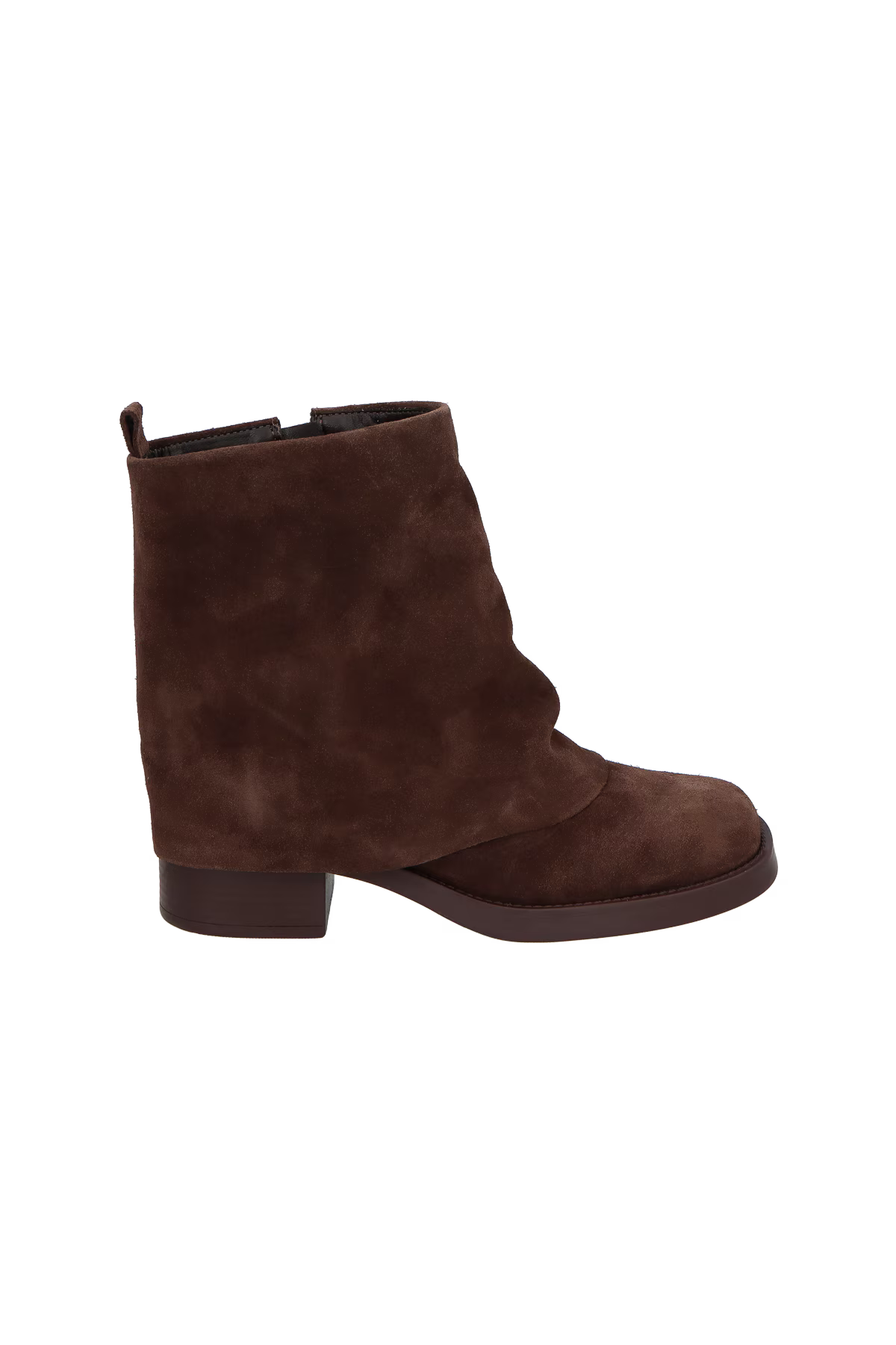 Bota Caña Sobrepuesta Corta Gamuza Marrón Café Caña Luiza Barcelos