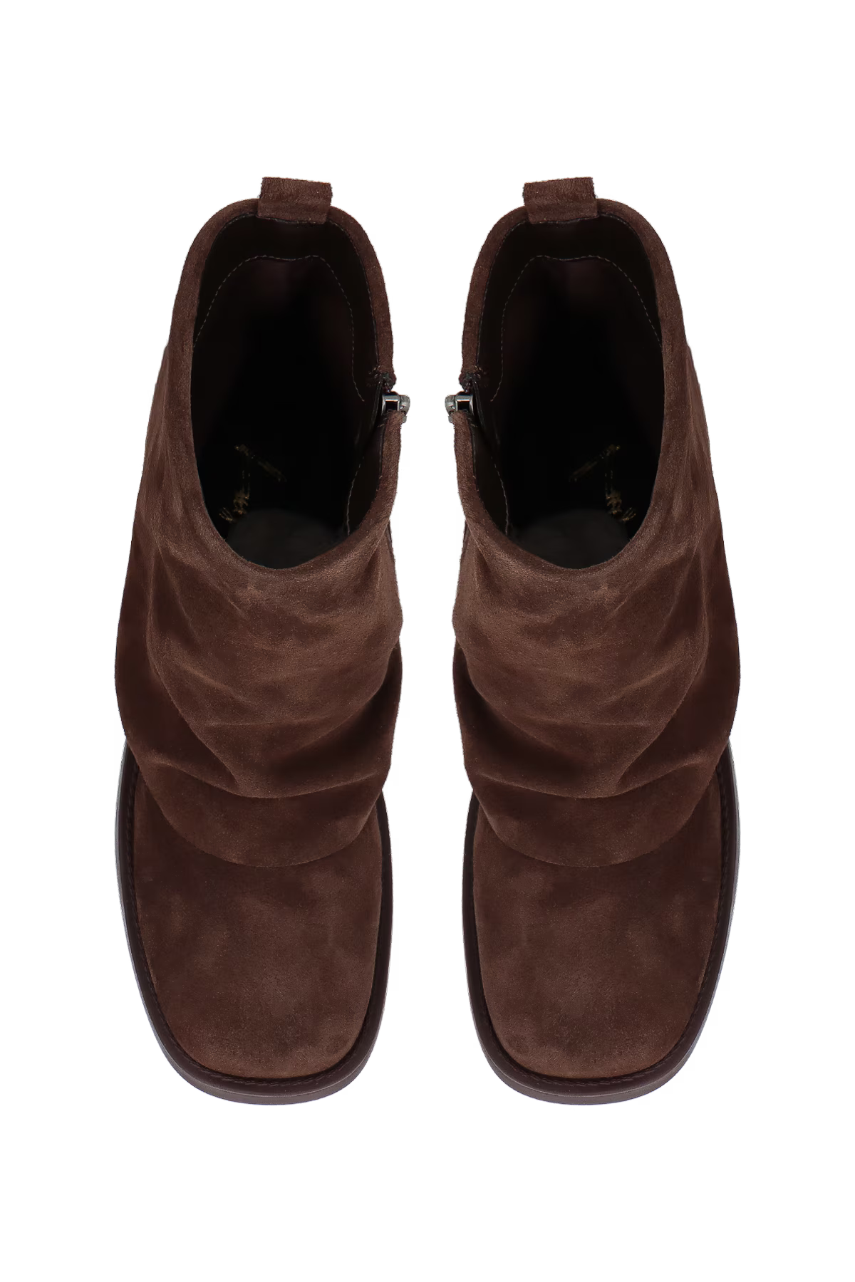 Bota Caña Sobrepuesta Corta Gamuza Marrón Café Caña Luiza Barcelos