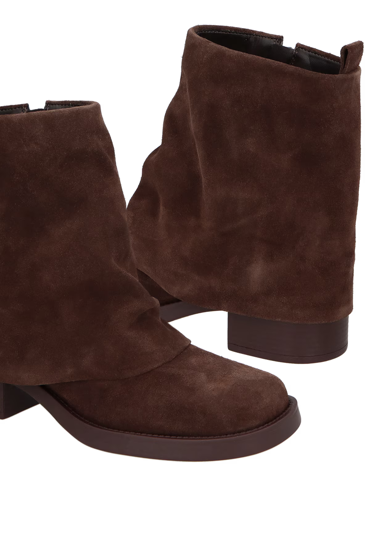 Bota Caña Sobrepuesta Corta Gamuza Marrón Café Caña Luiza Barcelos