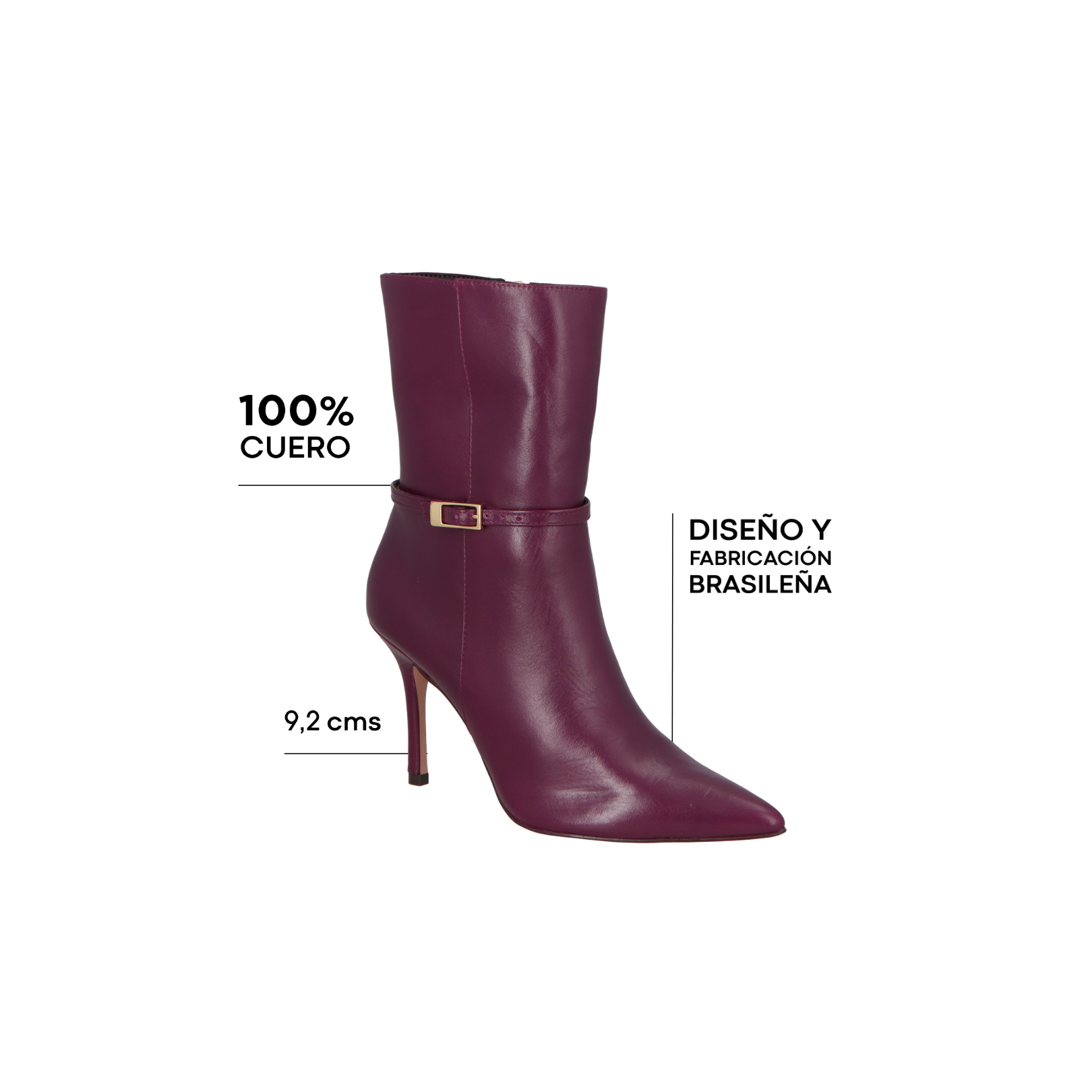 Bota Caña Media Cuero Vino LB - 212