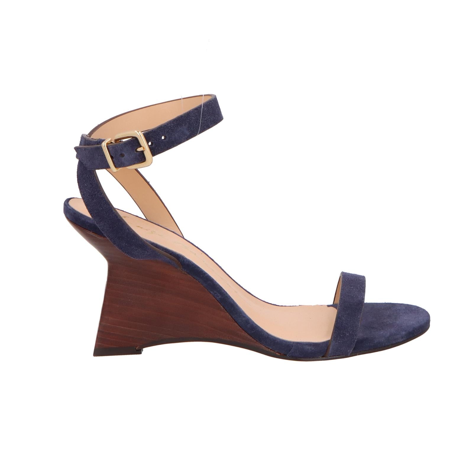 Sandalia Anabela Camuza Azul Luiza Barcelos - 113