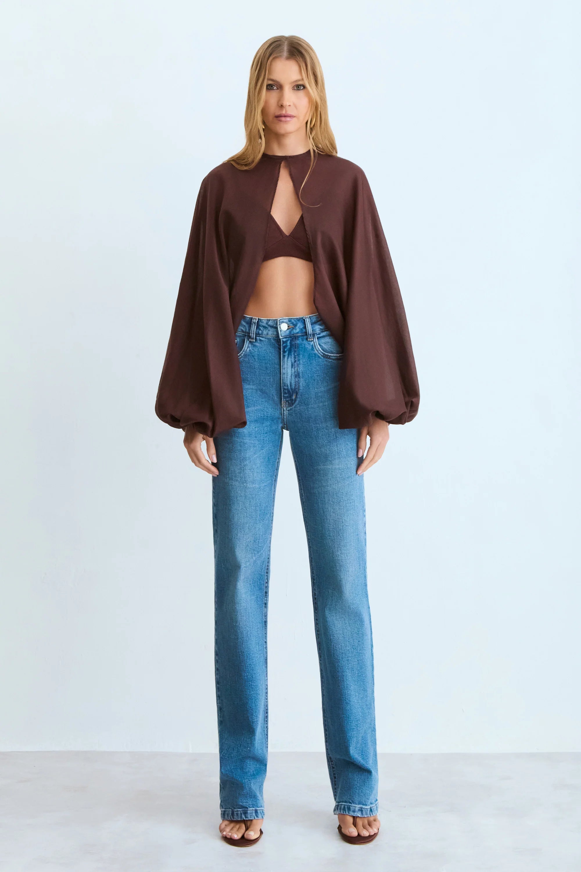 Blusa Capa Marron Zen - 51379
