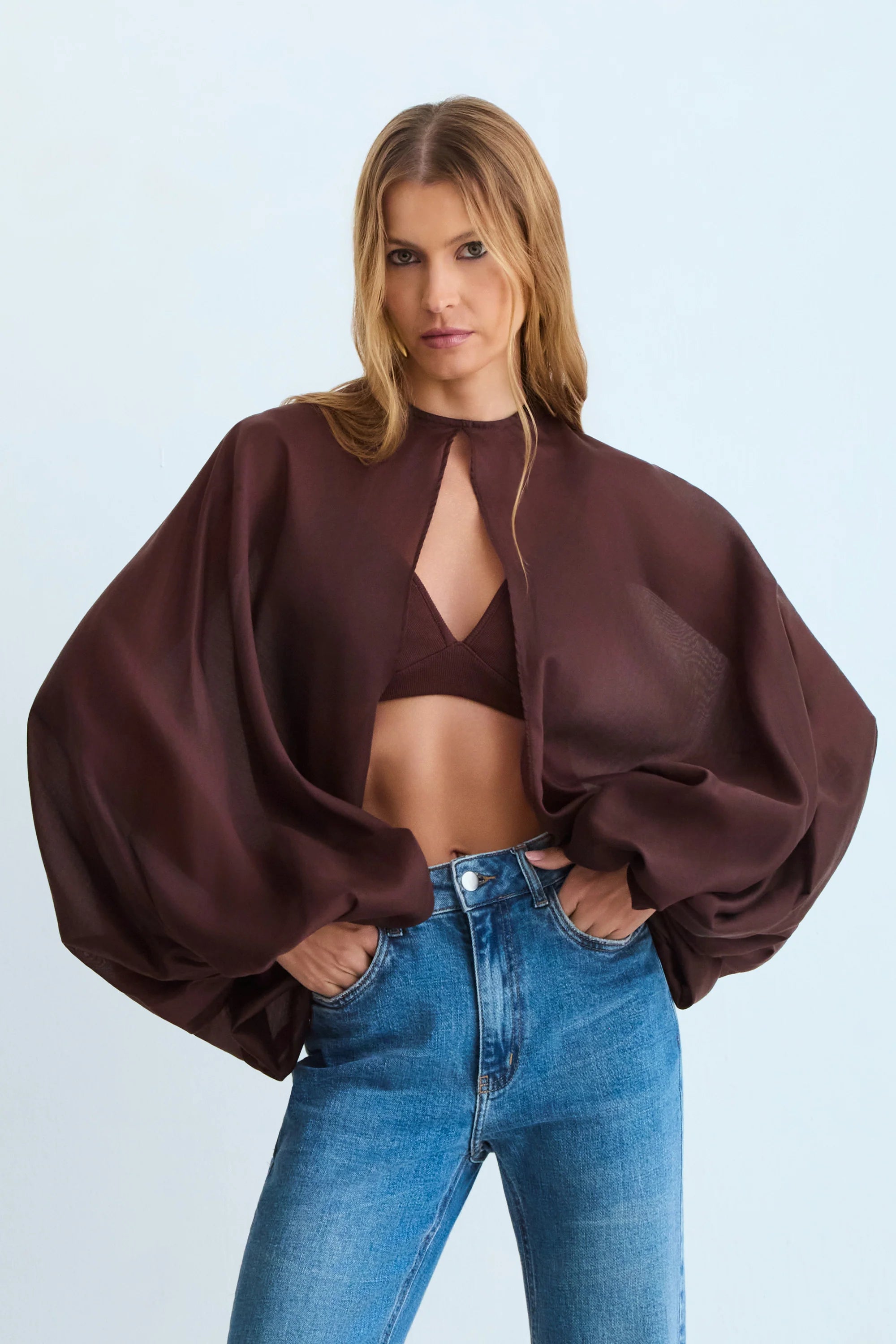 Blusa Capa Marron Zen - 51379