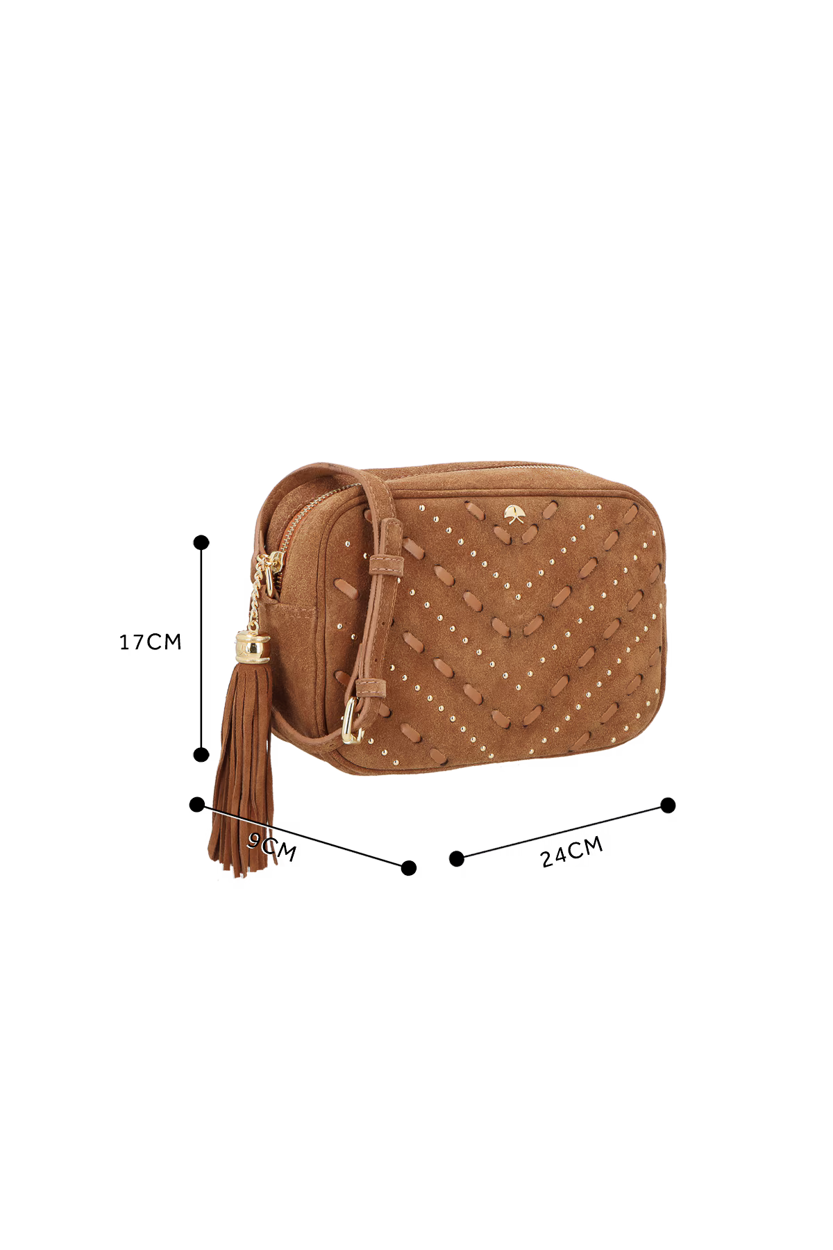 Cartera Cuero Caramelo Camuza Luiza Barcelos