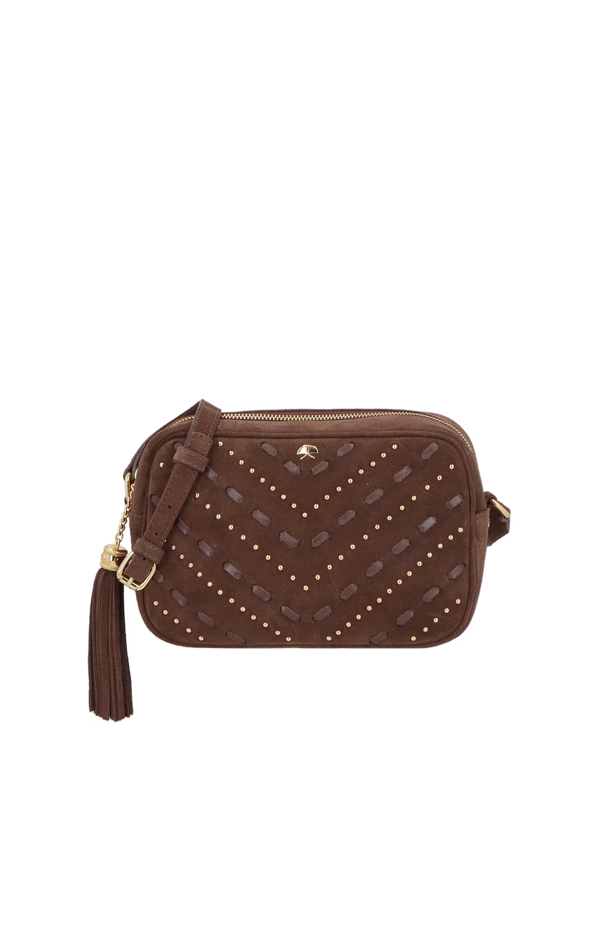 Cartera Cuero Marron Camuza Luiza Barcelos