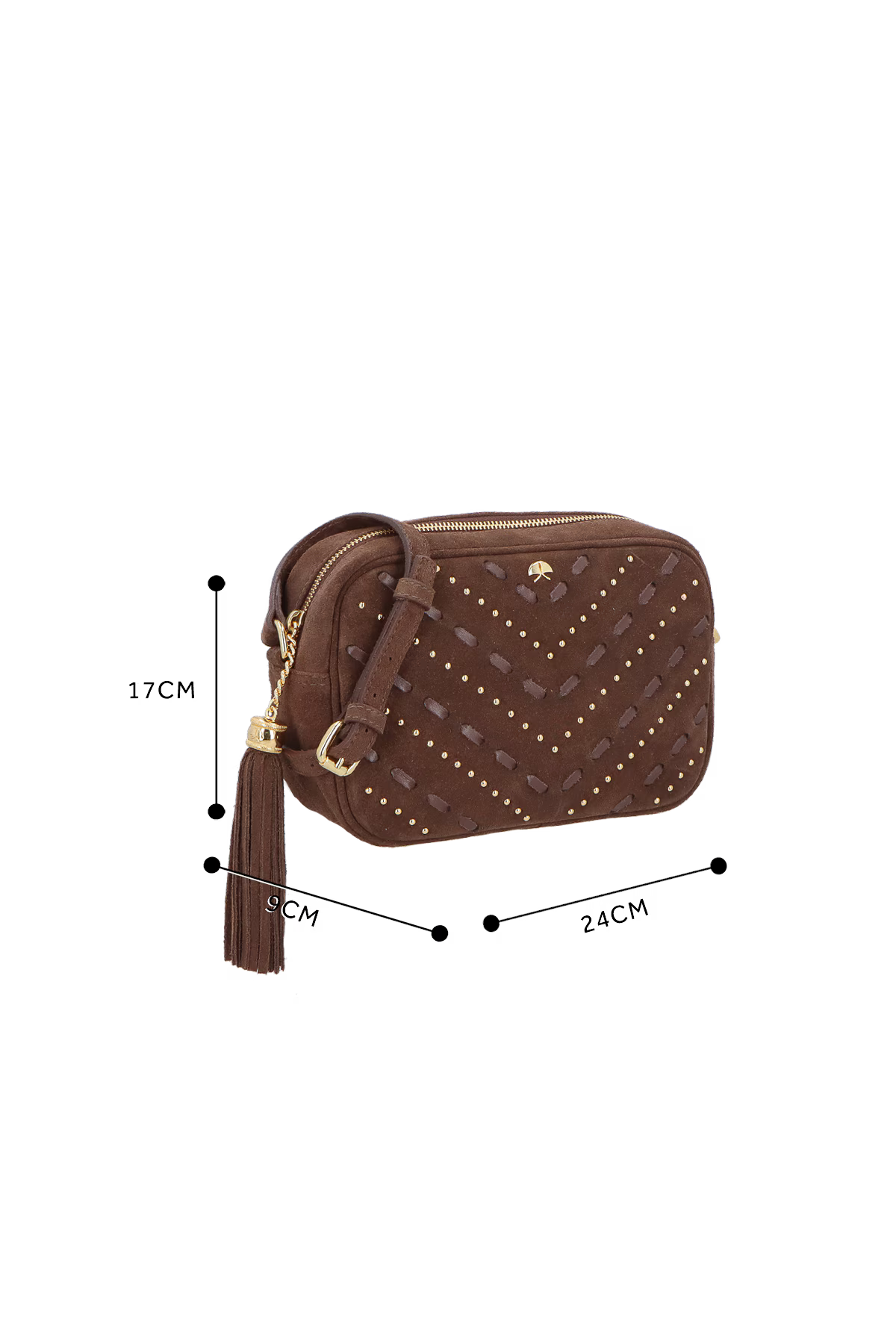 Cartera Cuero Marron Camuza Luiza Barcelos