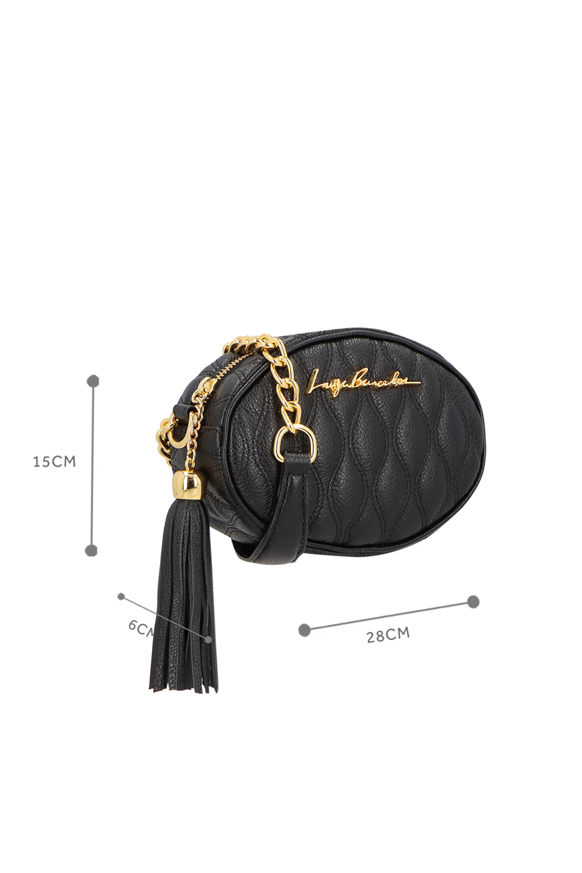 Cartera Cuero Corriente Negra Luiza Barcelos