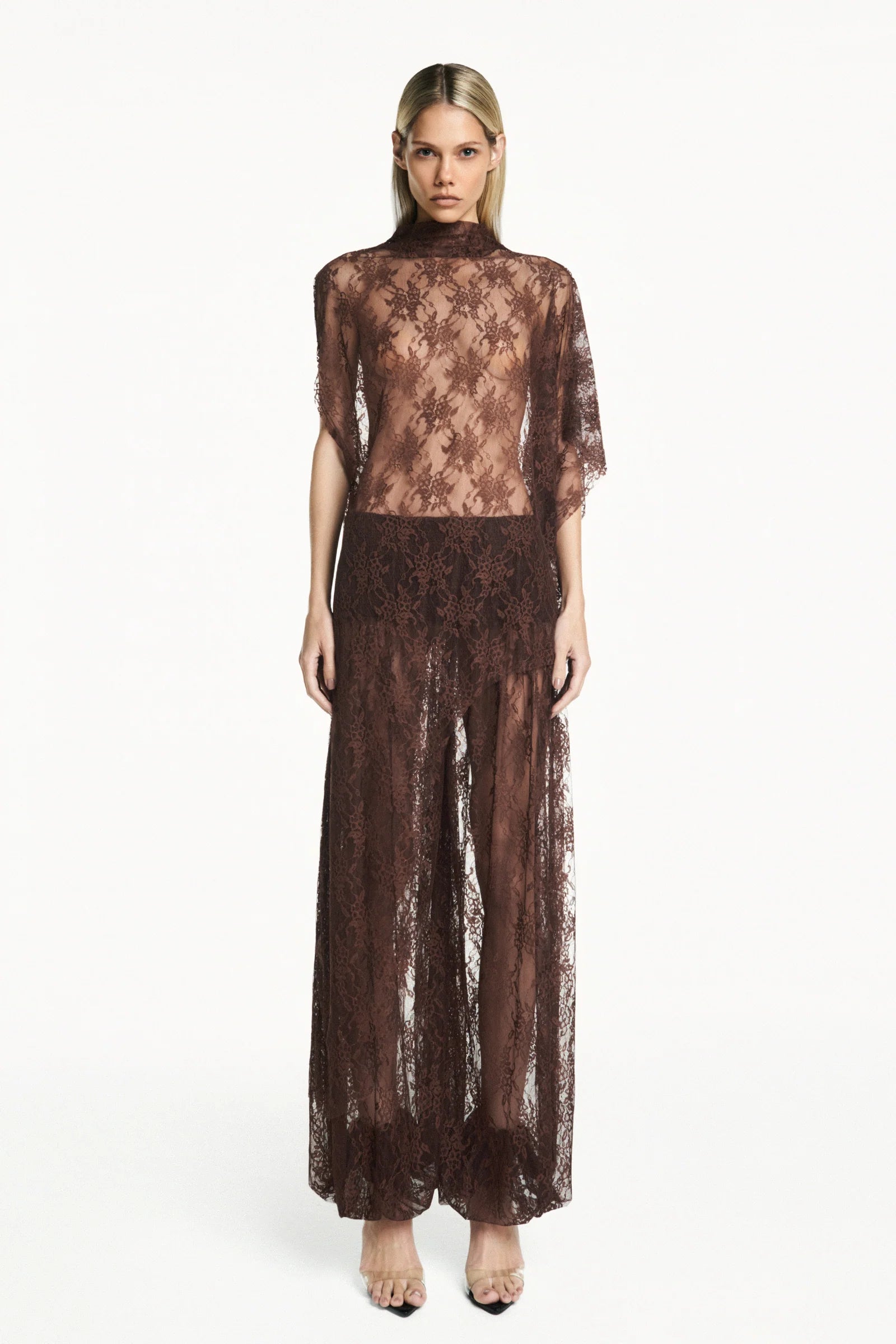 Blusa Kaftan Encaje Marron TIG