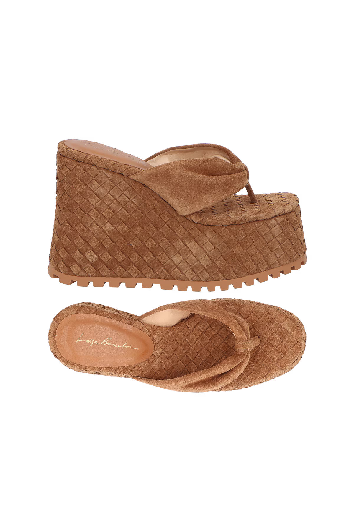 Sandalia Plataforma Alta Camuza Caramelo Luiza Barcelos - 117