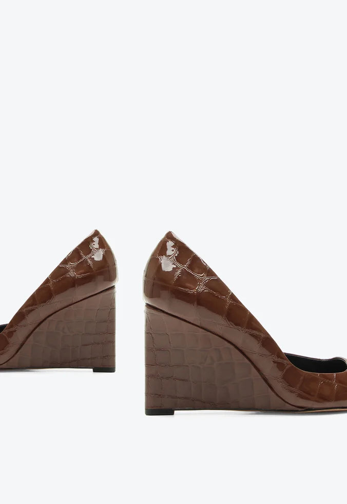 Scarpin Vitoria Croco Marron Vicenzaa