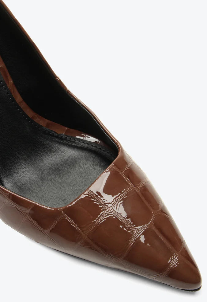 Scarpin Vitoria Croco Marron Vicenzaa