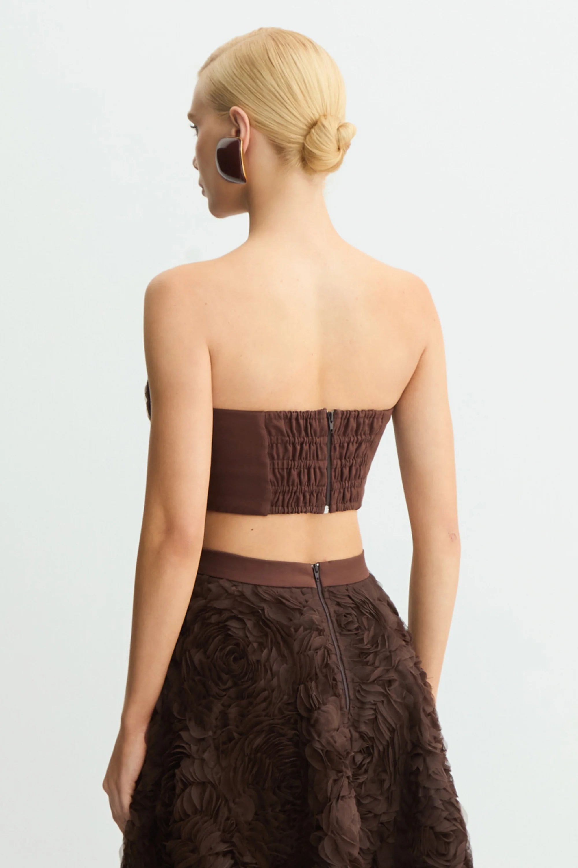 Top Strapless Bordado Marron Zen - 51353