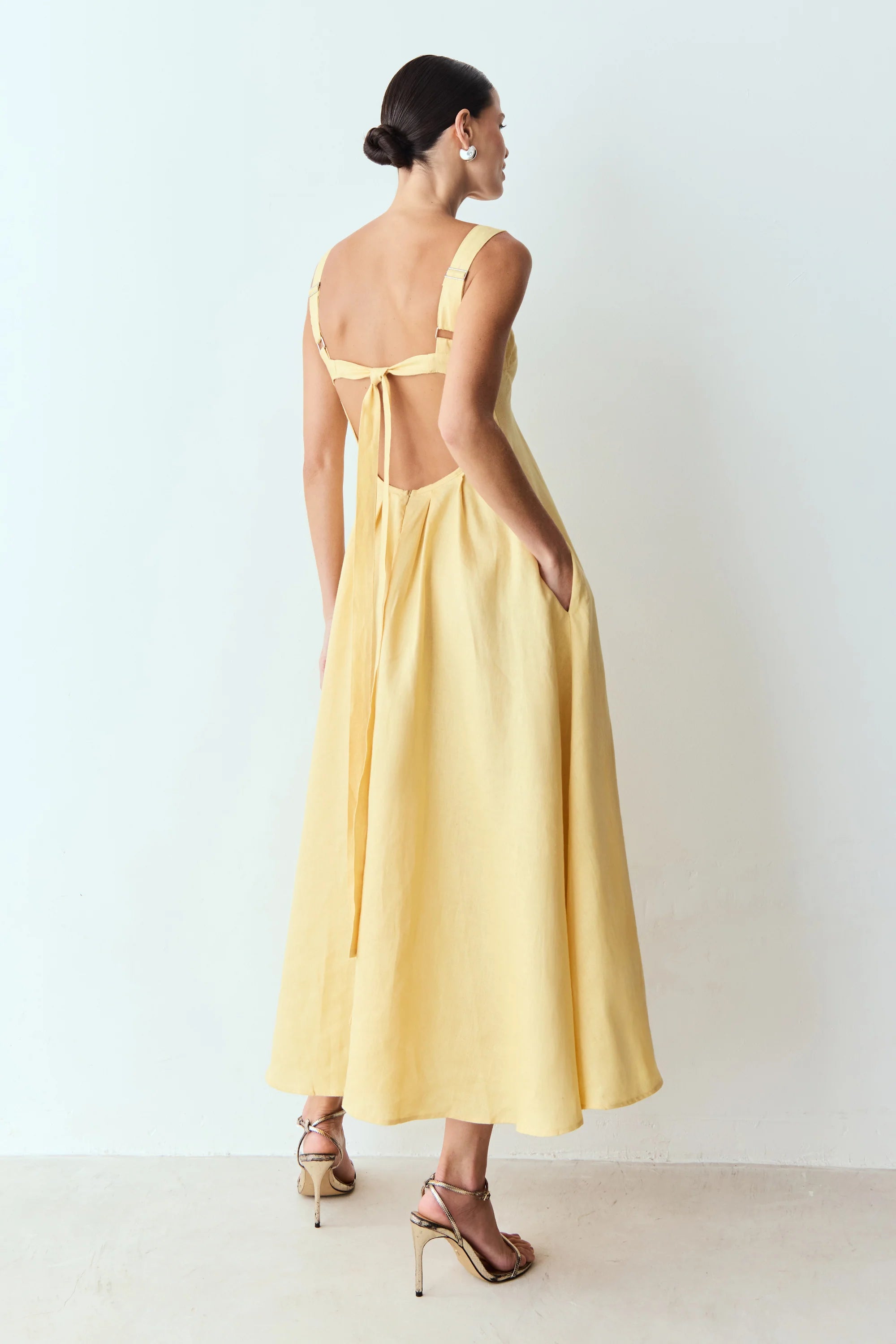 Vestido Lino Amarillo Mantequilla Zen - 11545
